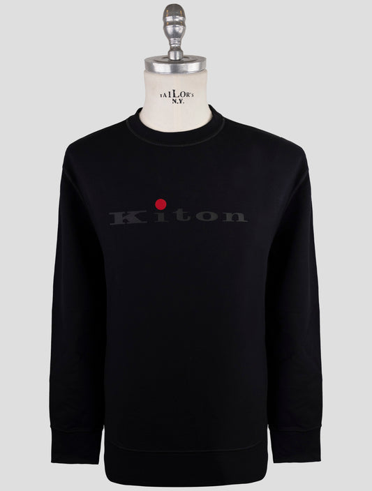 Kiton Blue Cotton Ea Sweater Crewneck