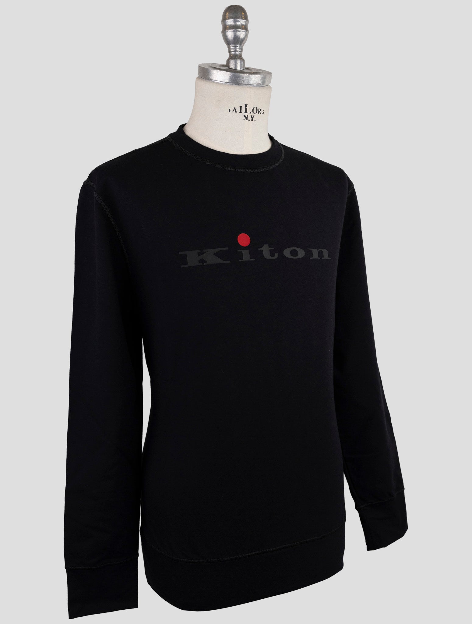 Kiton Blue Cotton Ea Sweater Crewneck