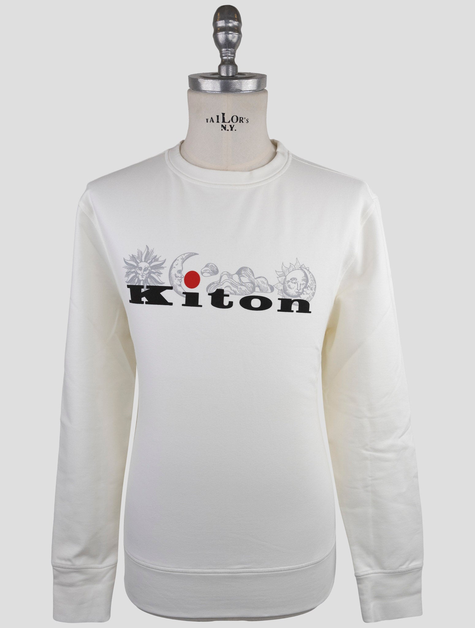 Kiton White Cotton Ea Sweater Crewneck