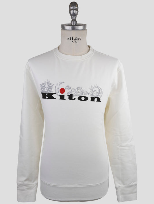 Kiton White Cotton Ea Sweater Crewneck