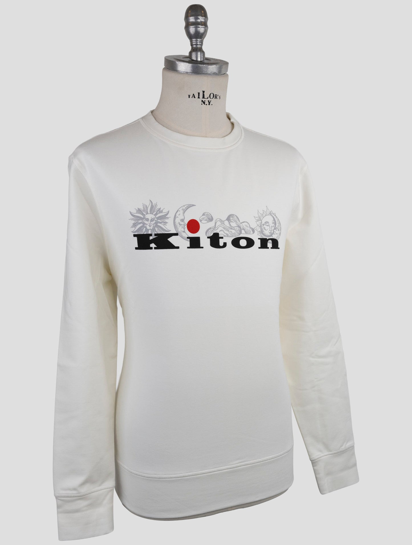 Kiton White Cotton Ea Sweater Crewneck