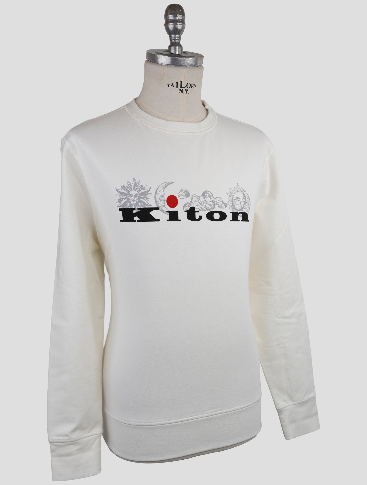 Kiton White Cotton Ea Sweater Crewneck