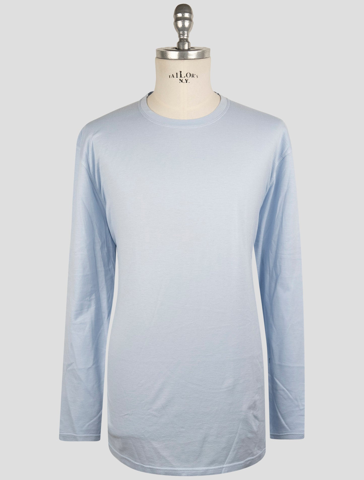 Kiton Light Blue Cotton Cashmere Sweater Crewneck
