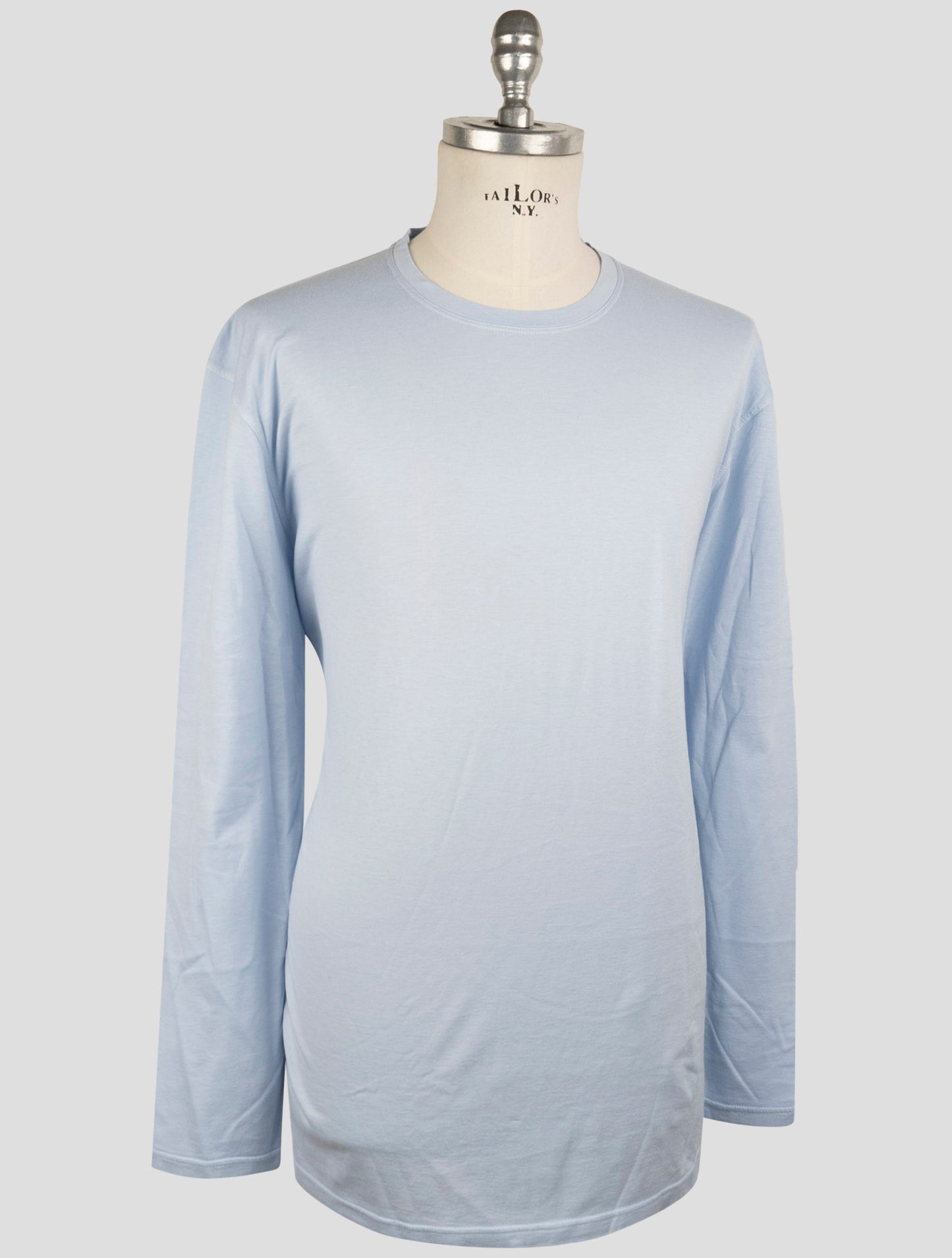 Kiton Light Blue Cotton Cashmere Sweater Crewneck
