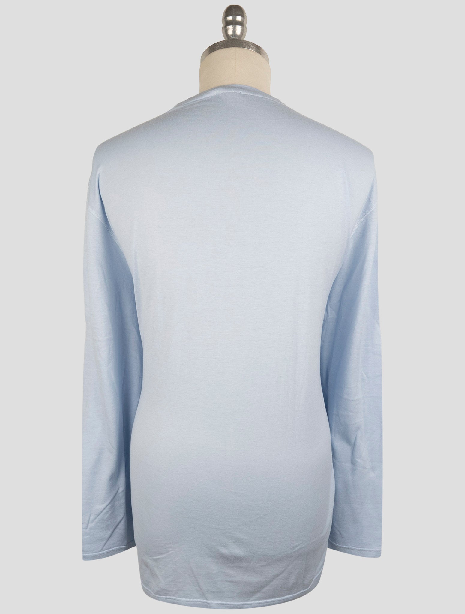 Kiton Light Blue Cotton Cashmere Sweater Crewneck