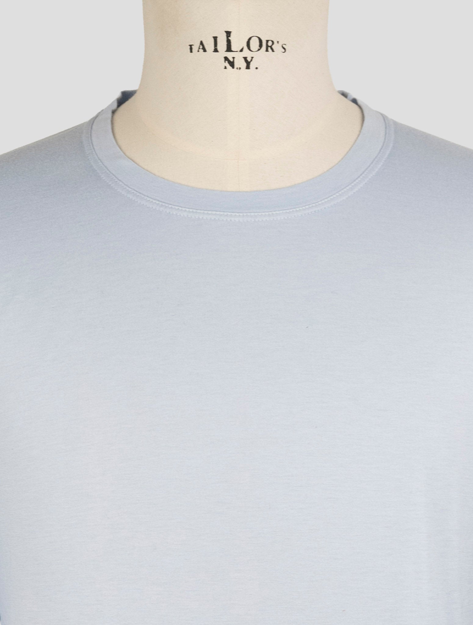 Kiton Light Blue Cotton Cashmere Sweater Crewneck