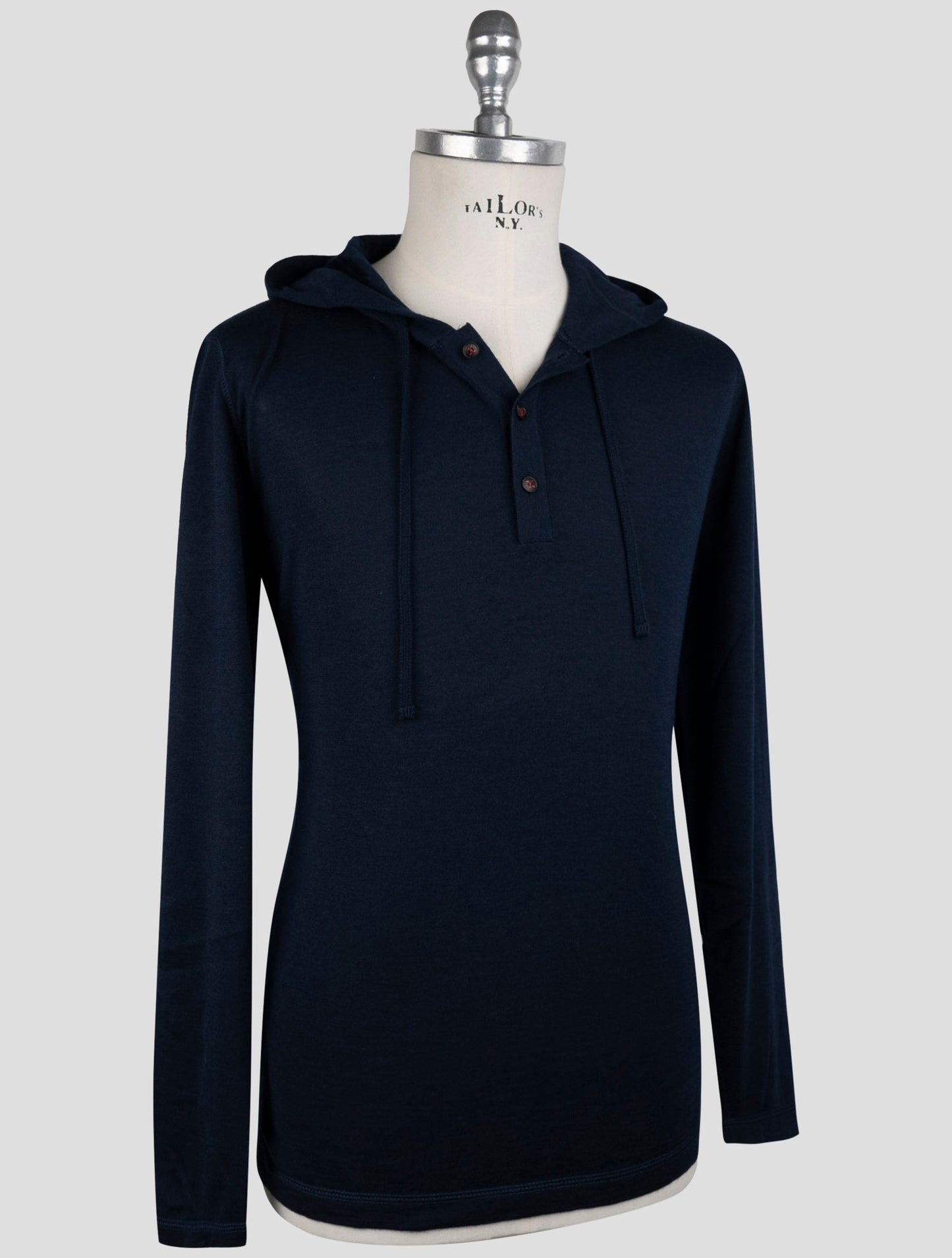 Kiton Blue Cashmere Silk Cashmere Sweater Hoodie