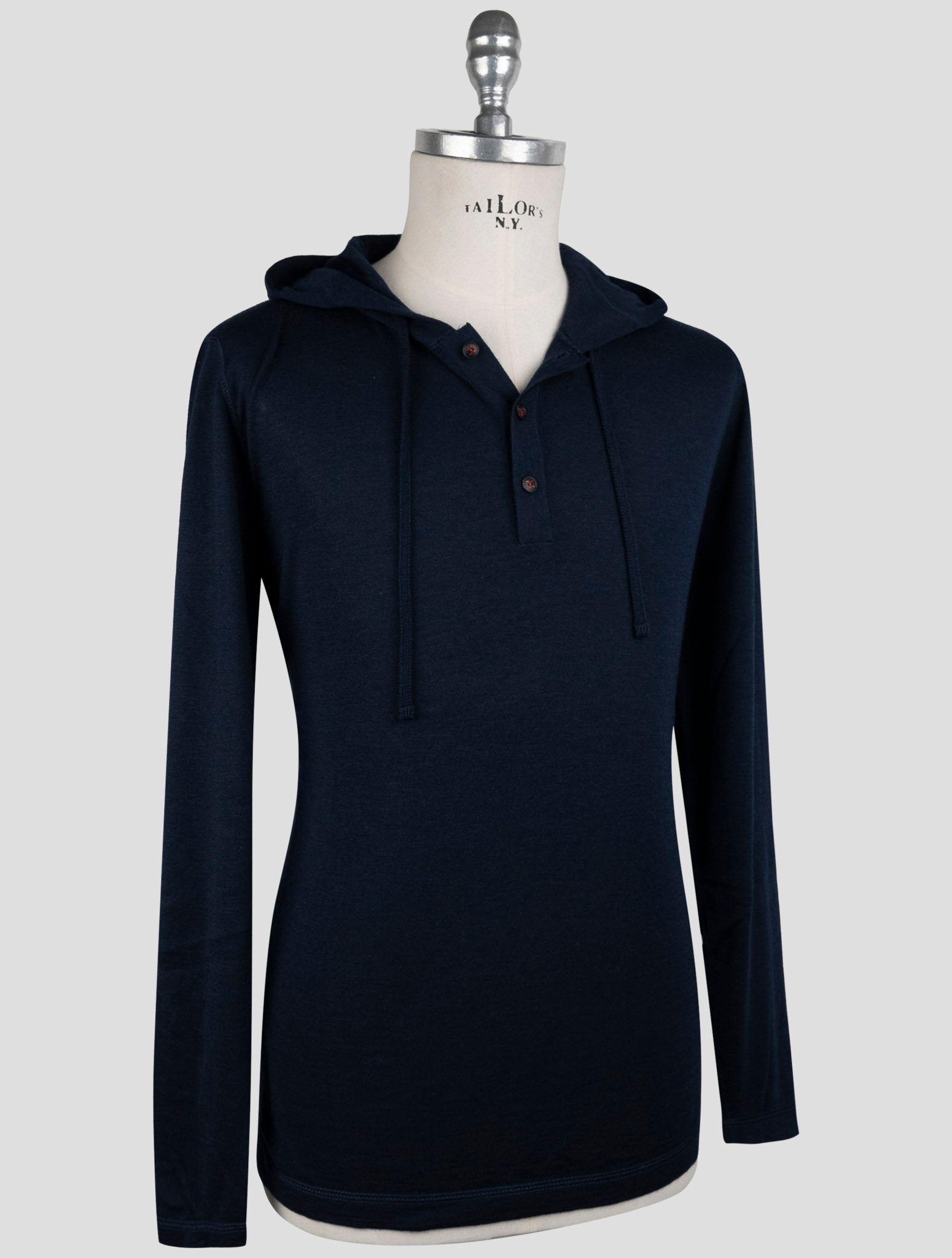 Kiton Blue Cashmere Silk Cashmere Sweater Hoodie