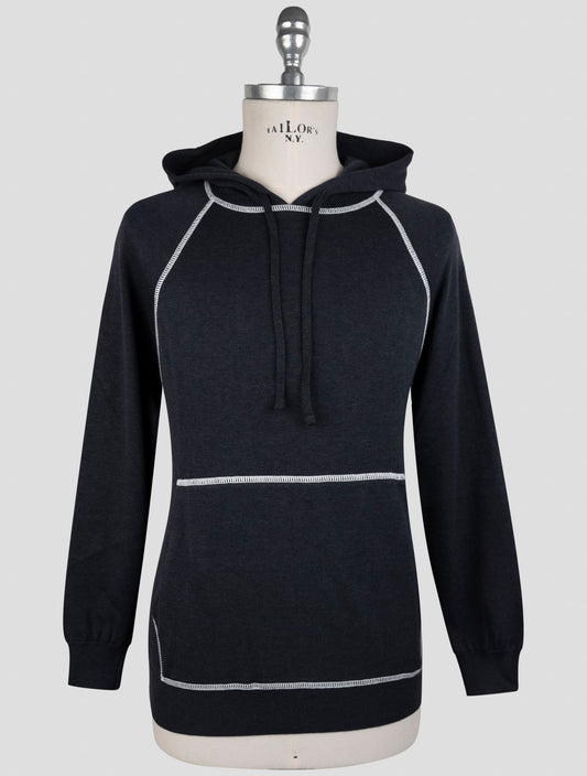 Kiton Gray Cotton Sweater Hoodie