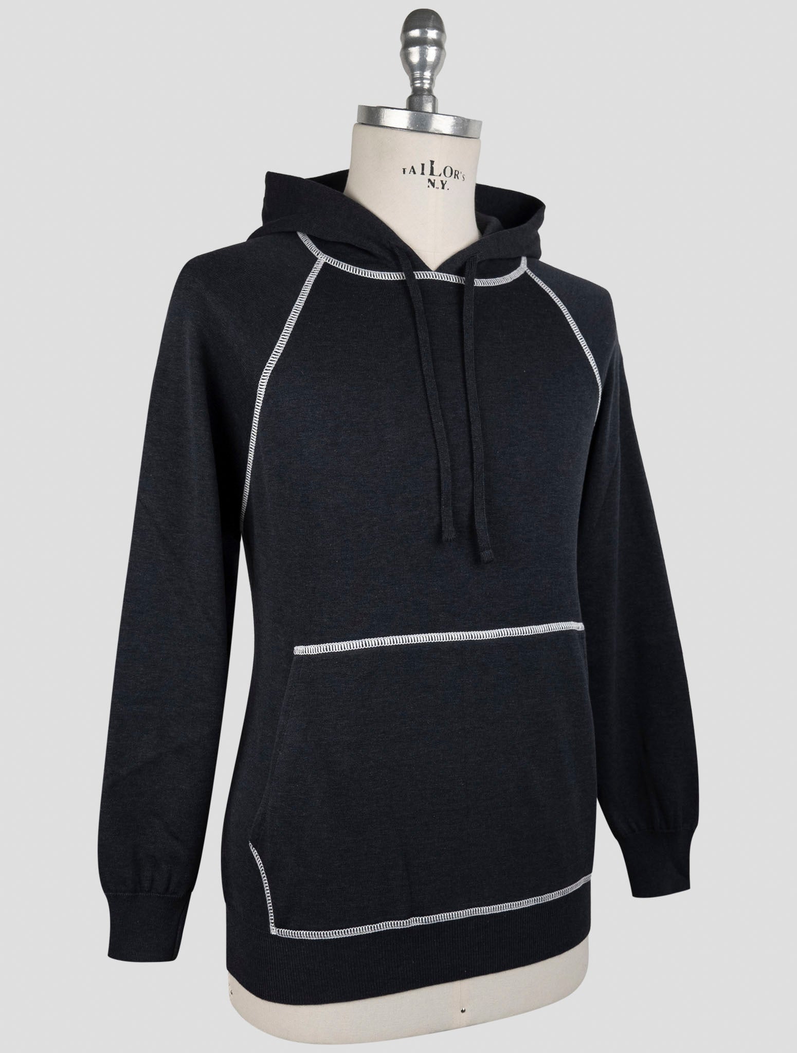 Kiton Gray Cotton Sweater Hoodie