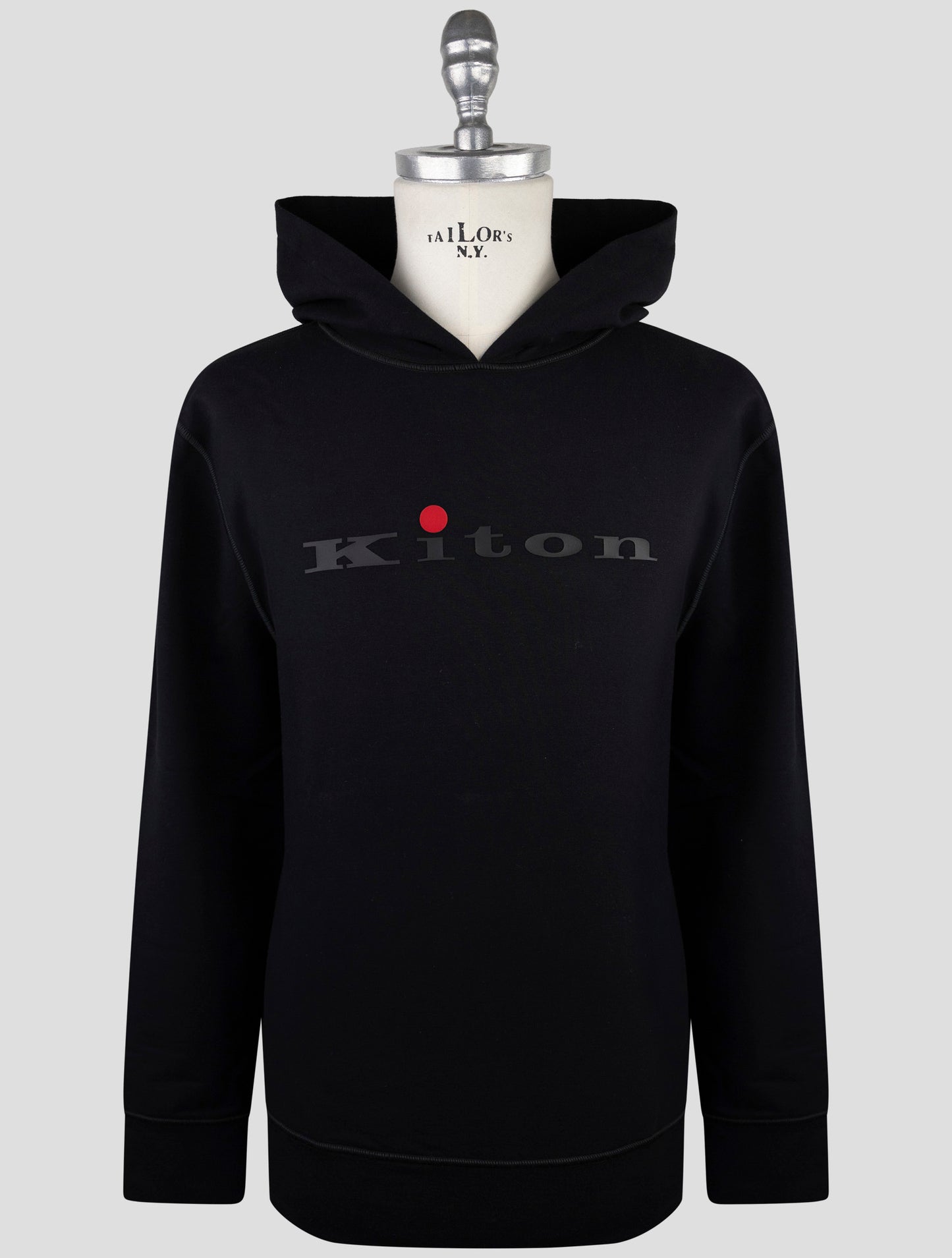 Kiton Black Cotton Ea Sweater Hoodie
