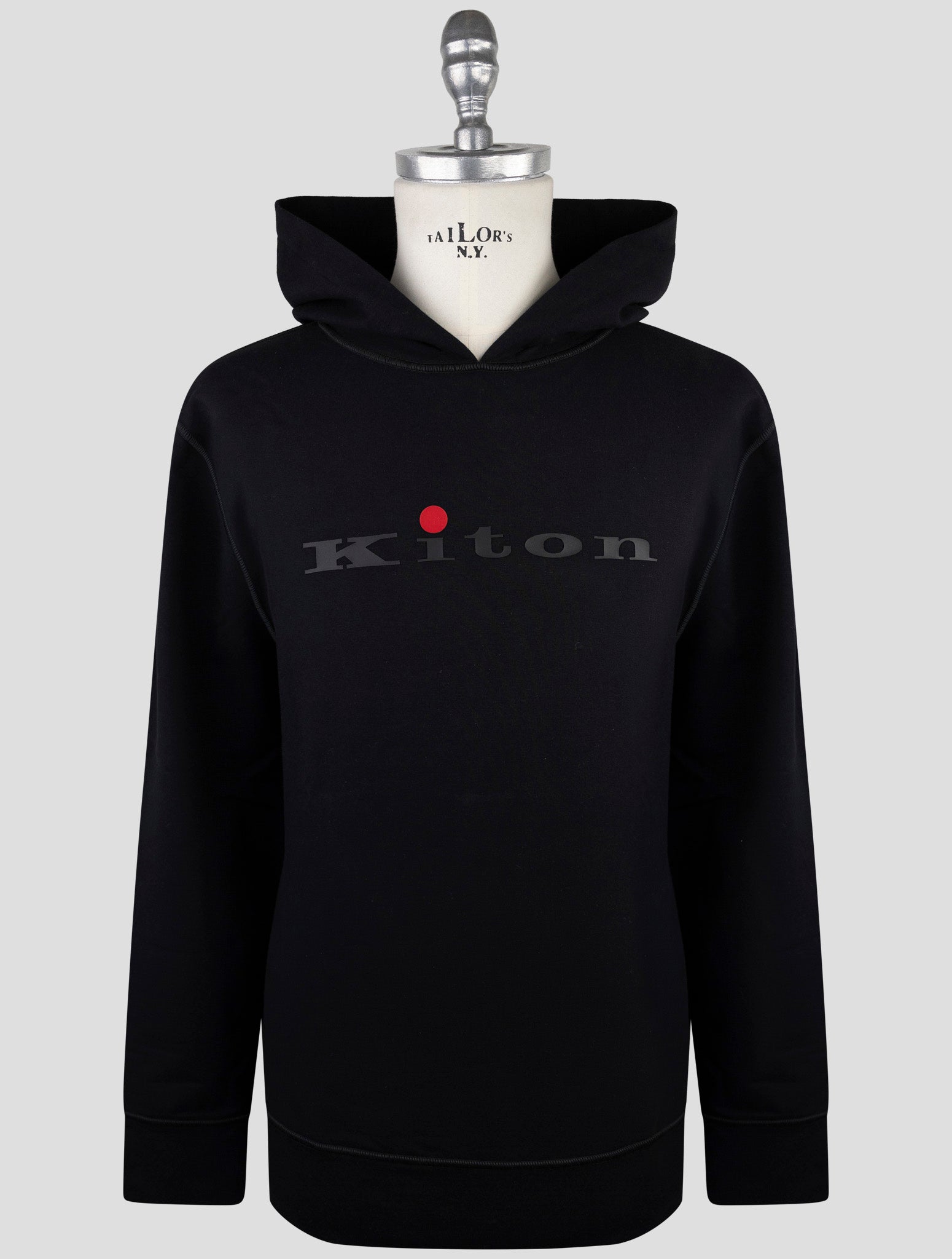 Kiton Black Cotton Ea Sweater Hoodie