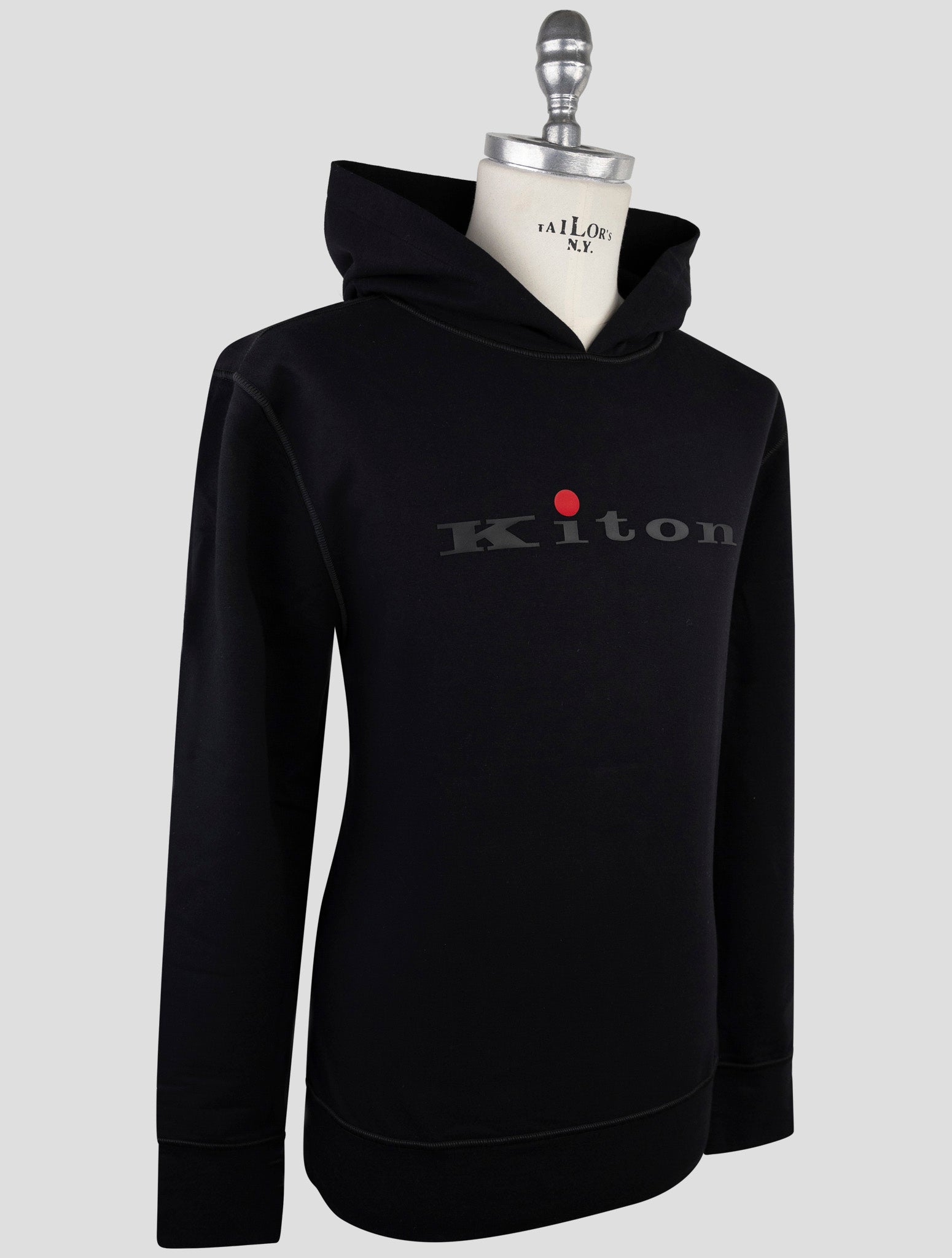 Kiton Black Cotton Ea Sweater Hoodie