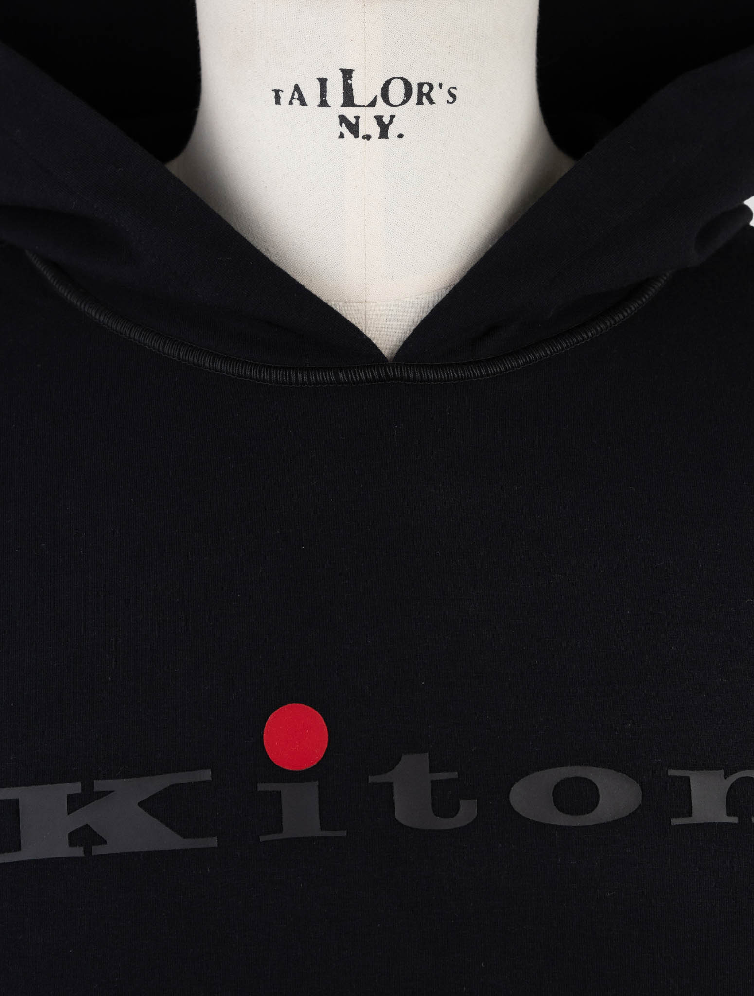 Kiton Black Cotton Ea Sweater Hoodie