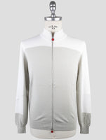 Kiton Gray White Cotton Sweater Full Zip