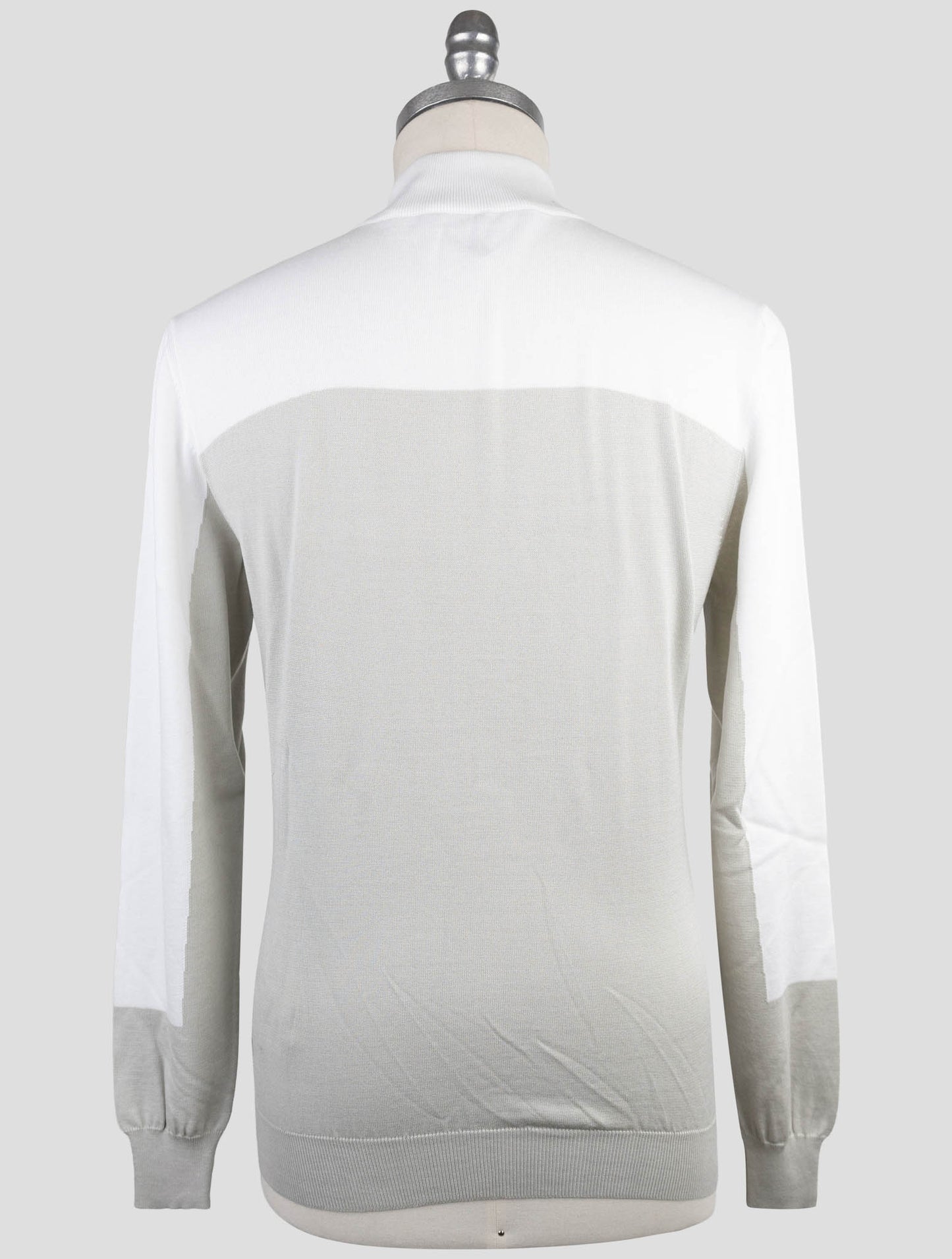 Kiton Gray White Cotton Sweater Full Zip