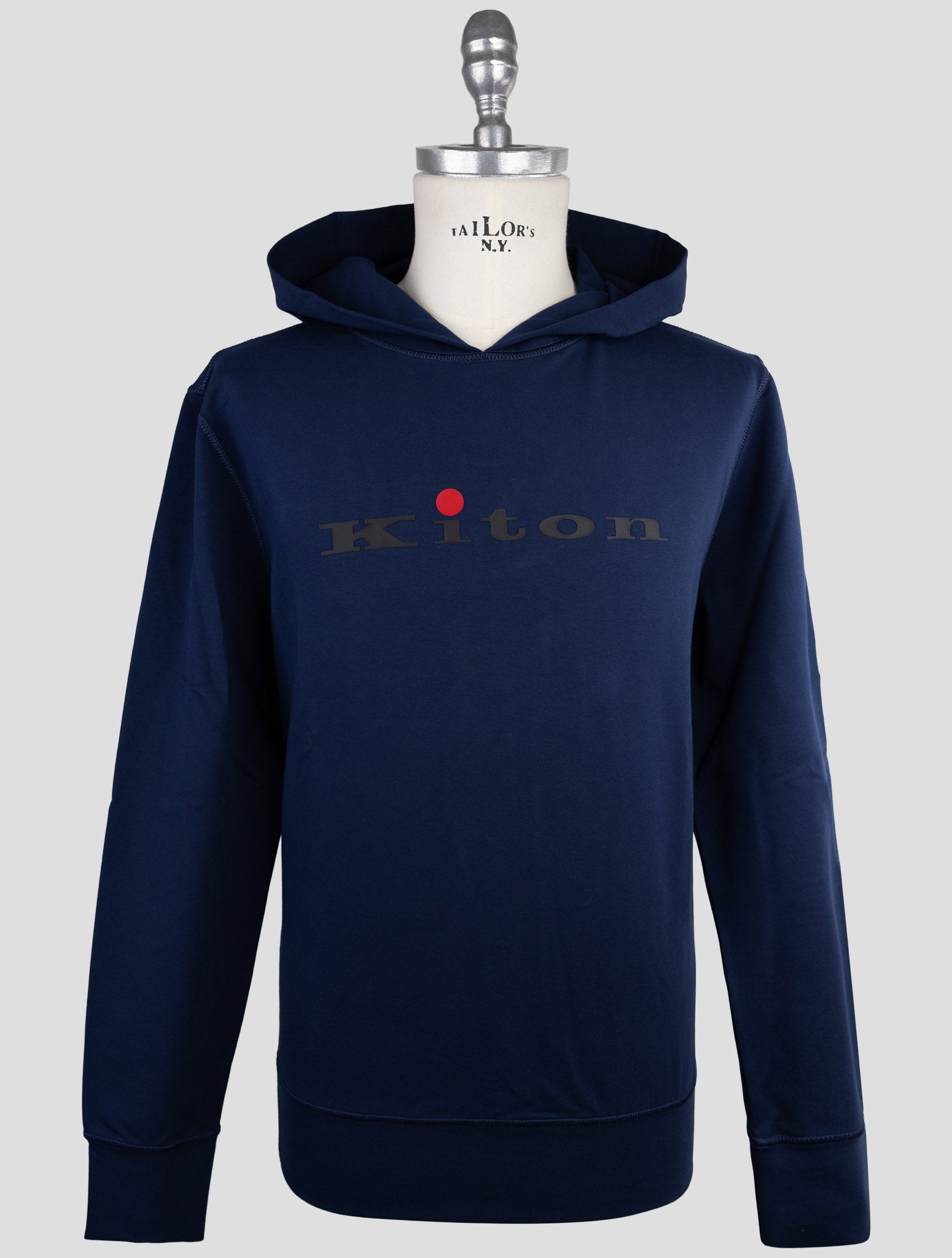 Kiton Blue Cotton Ea Sweater Hoodie