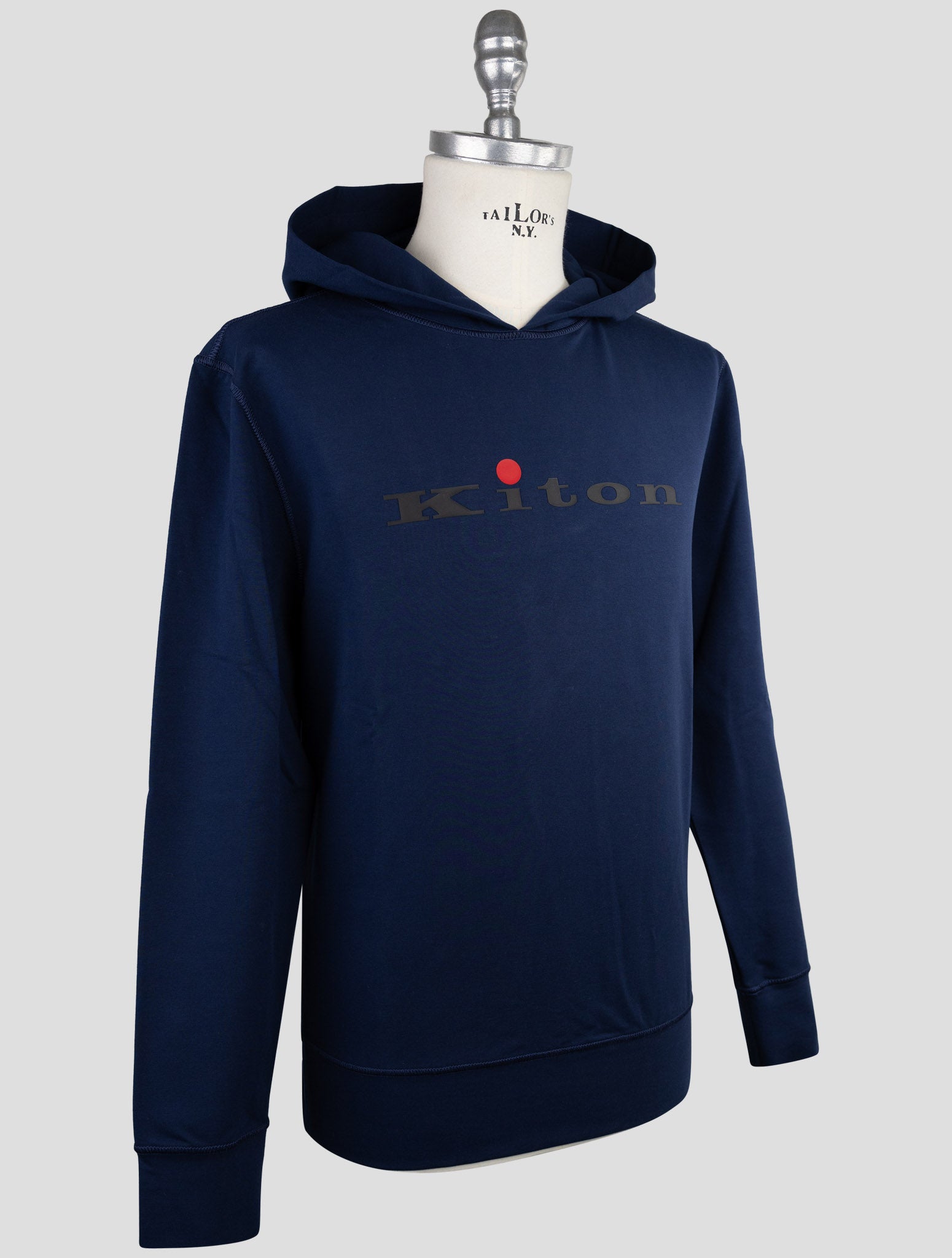 Kiton Blue Cotton Ea Sweater Hoodie