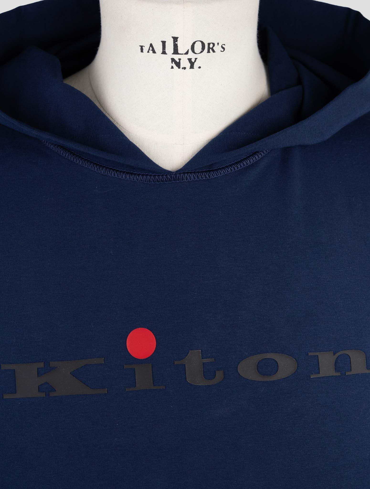 Kiton Blue Cotton Ea Sweater Hoodie