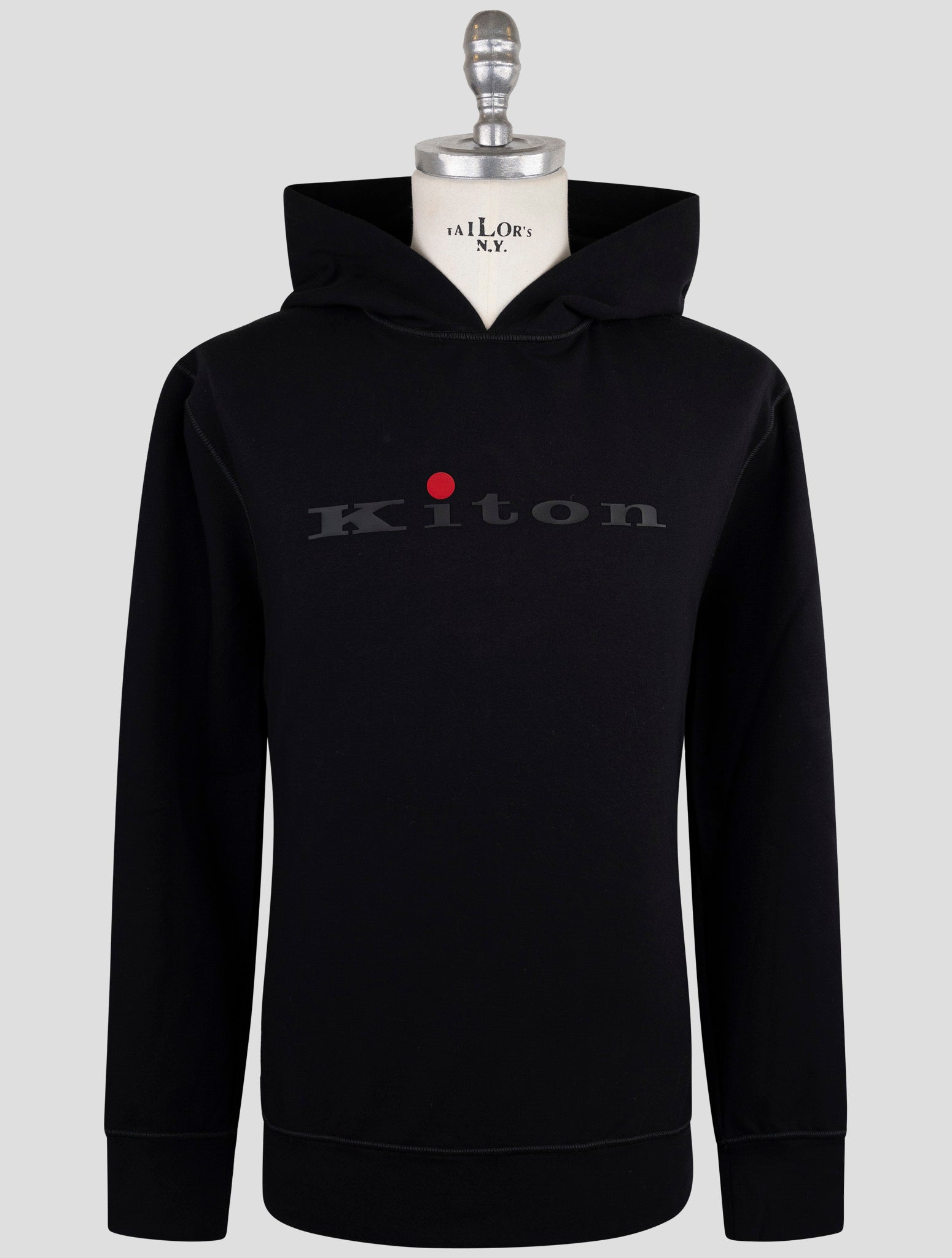 Kiton Black Cotton Ea Sweater Hoodie