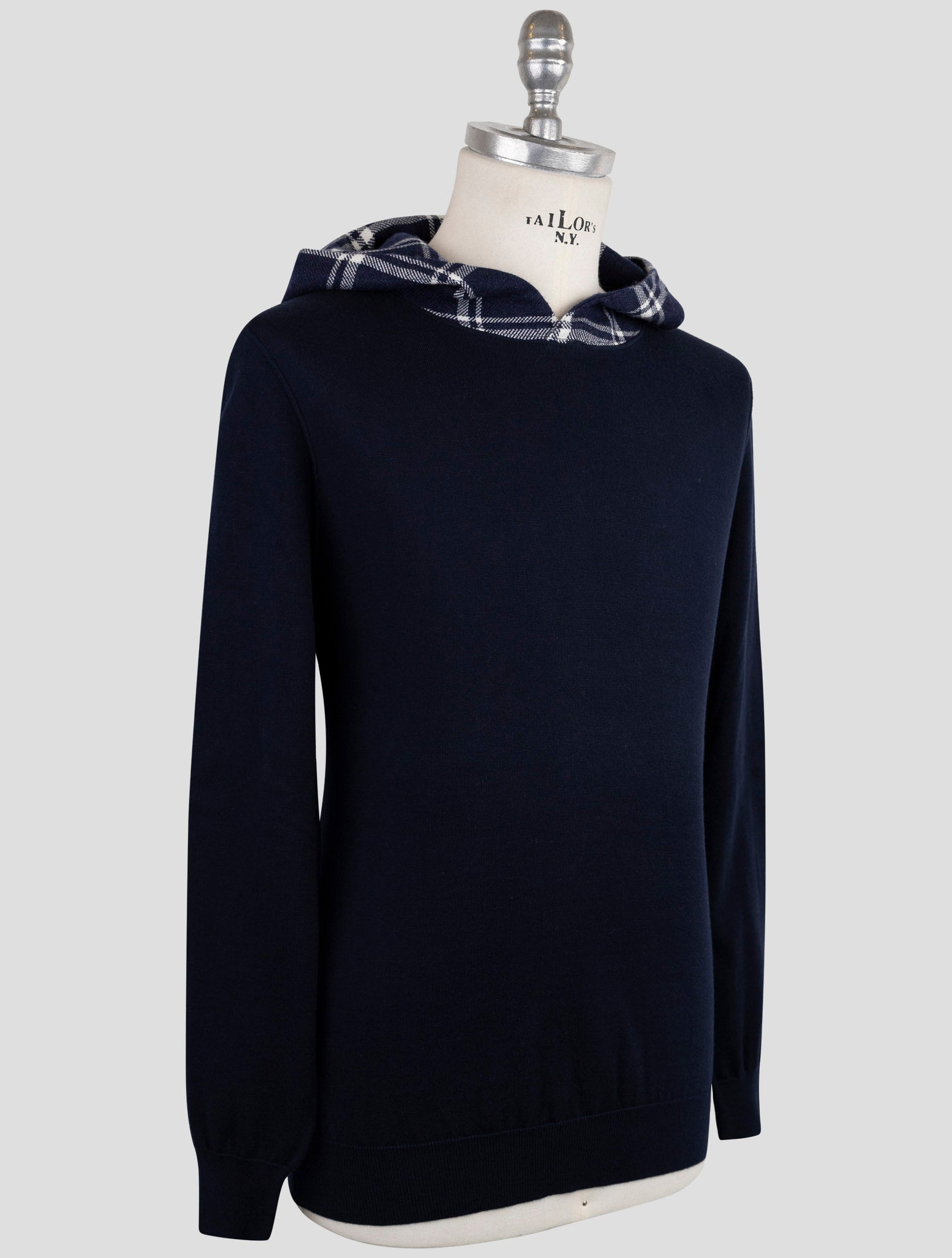 Kiton Blue Cotton Ea Sweater Hoodie