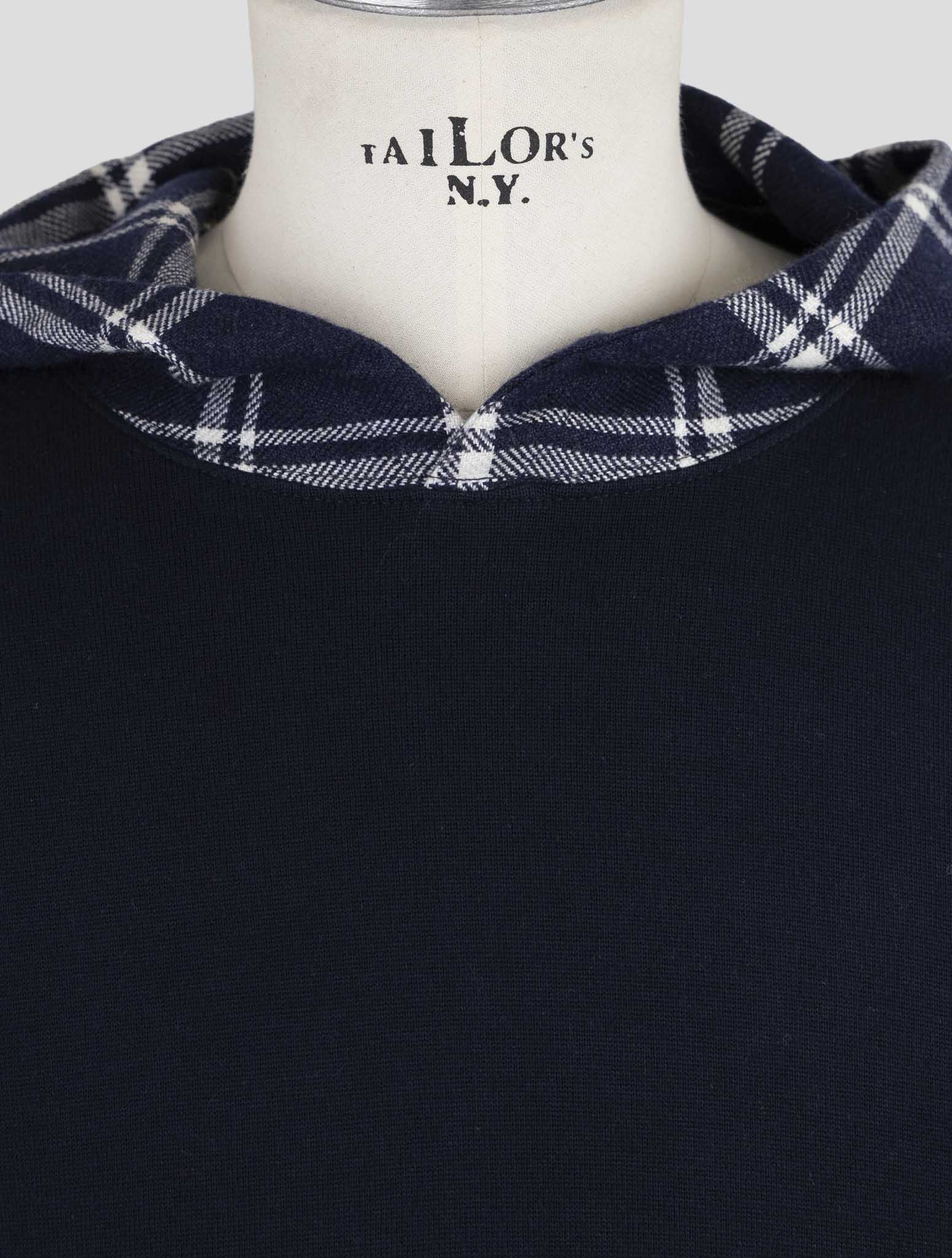 Kiton Blue Cotton Ea Sweater Hoodie