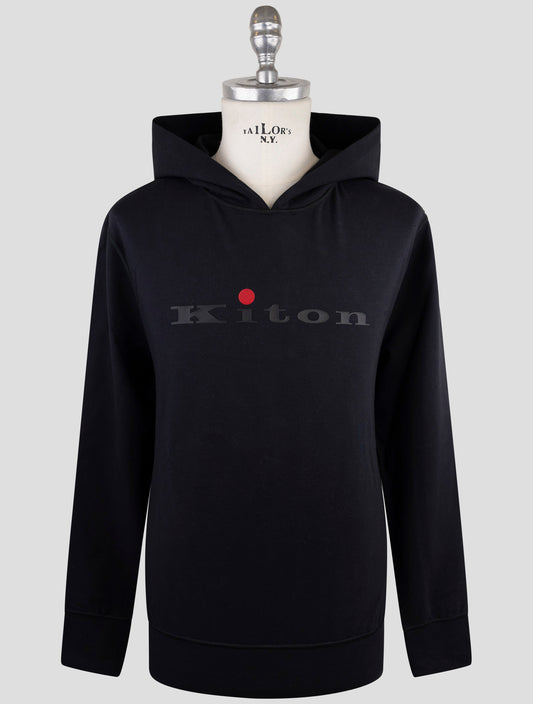 Kiton Dark Blue Cotton Ea Sweater Hoodie