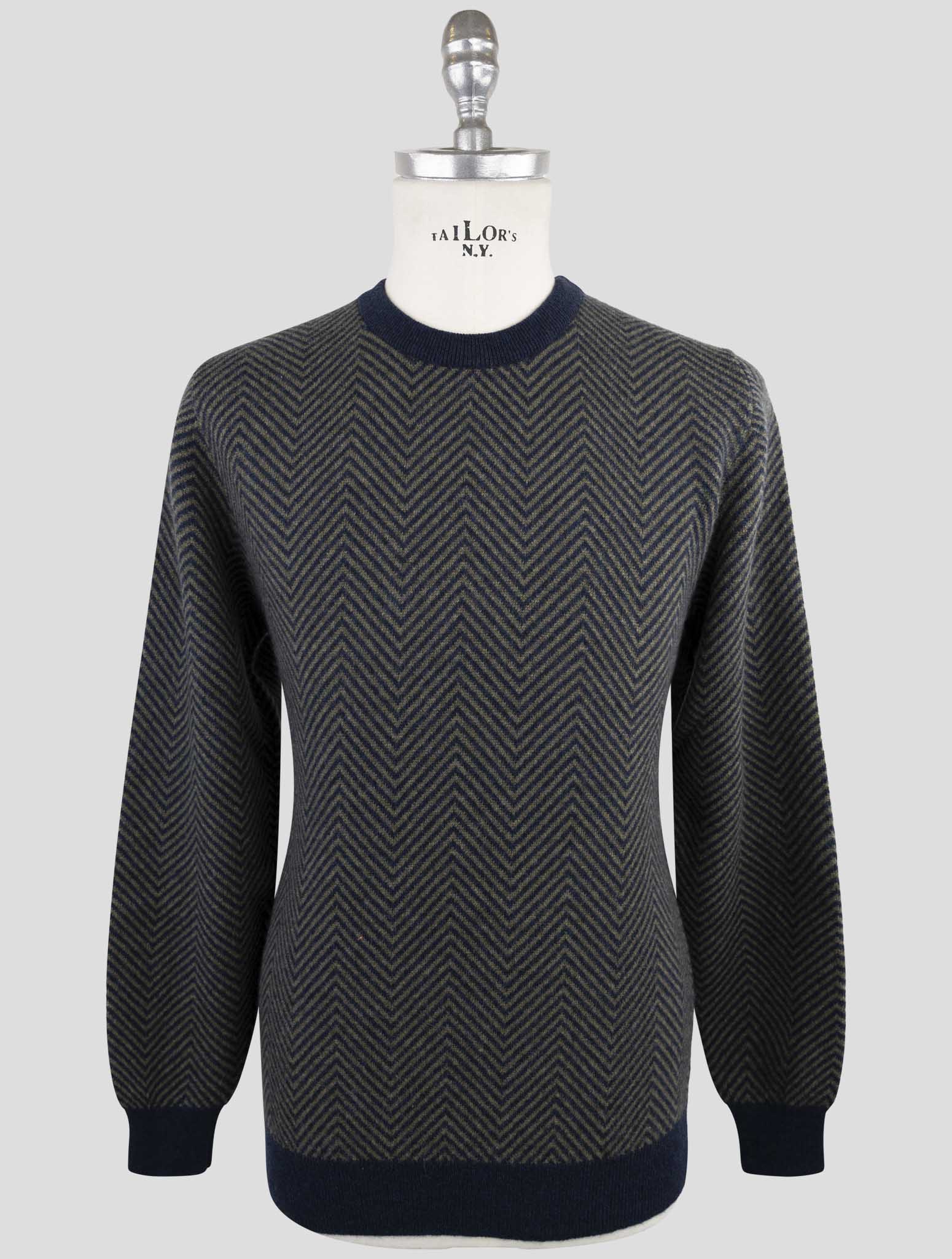 Kiton Blue Green Cashmere Sweater Crewneck