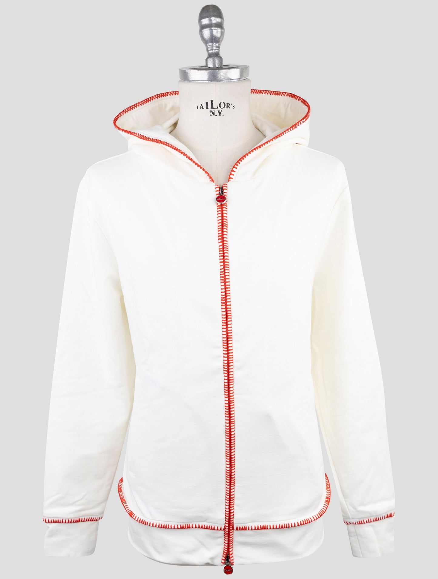Kiton White Cotton Ea Sweater Full Zip