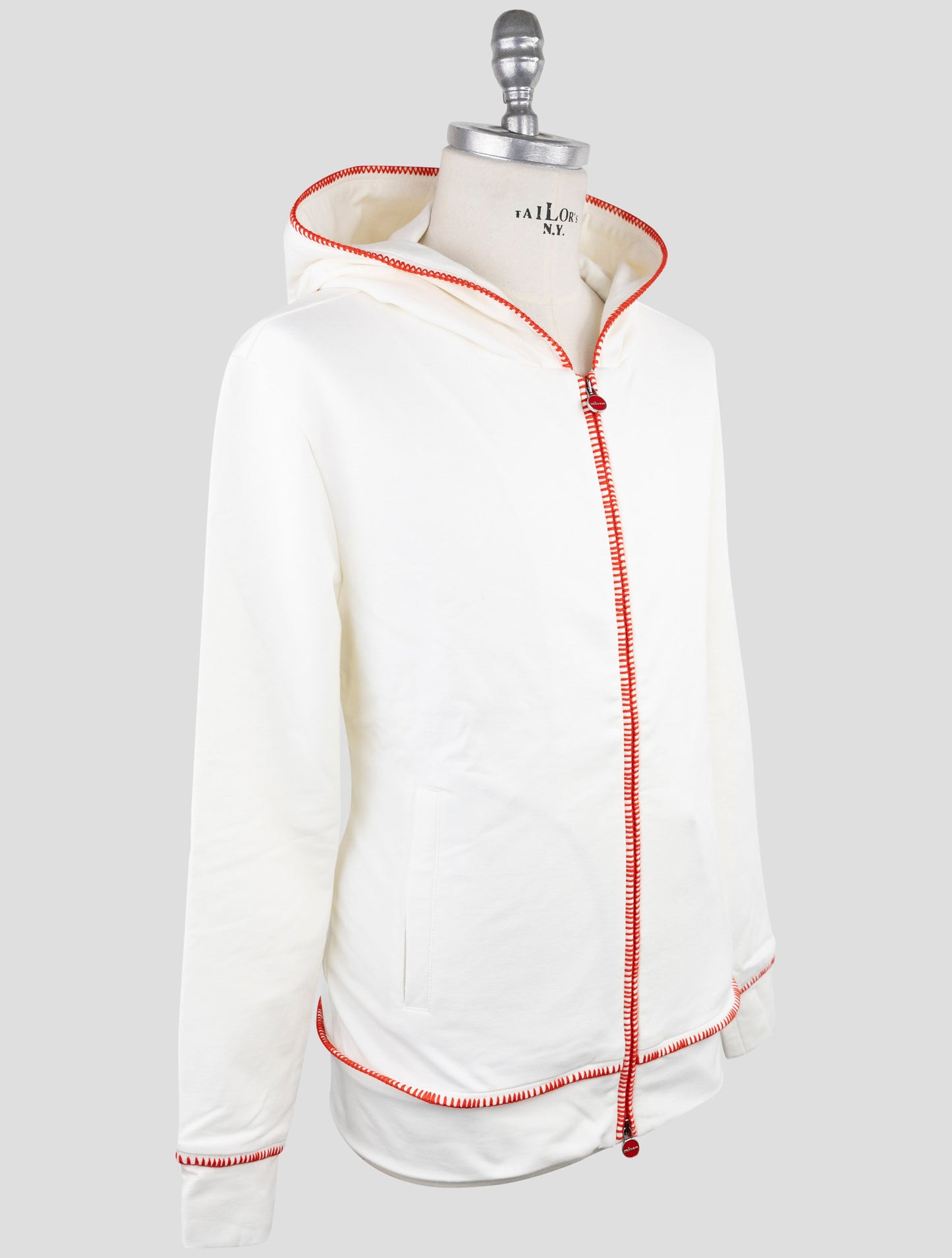 Kiton White Cotton Ea Sweater Full Zip