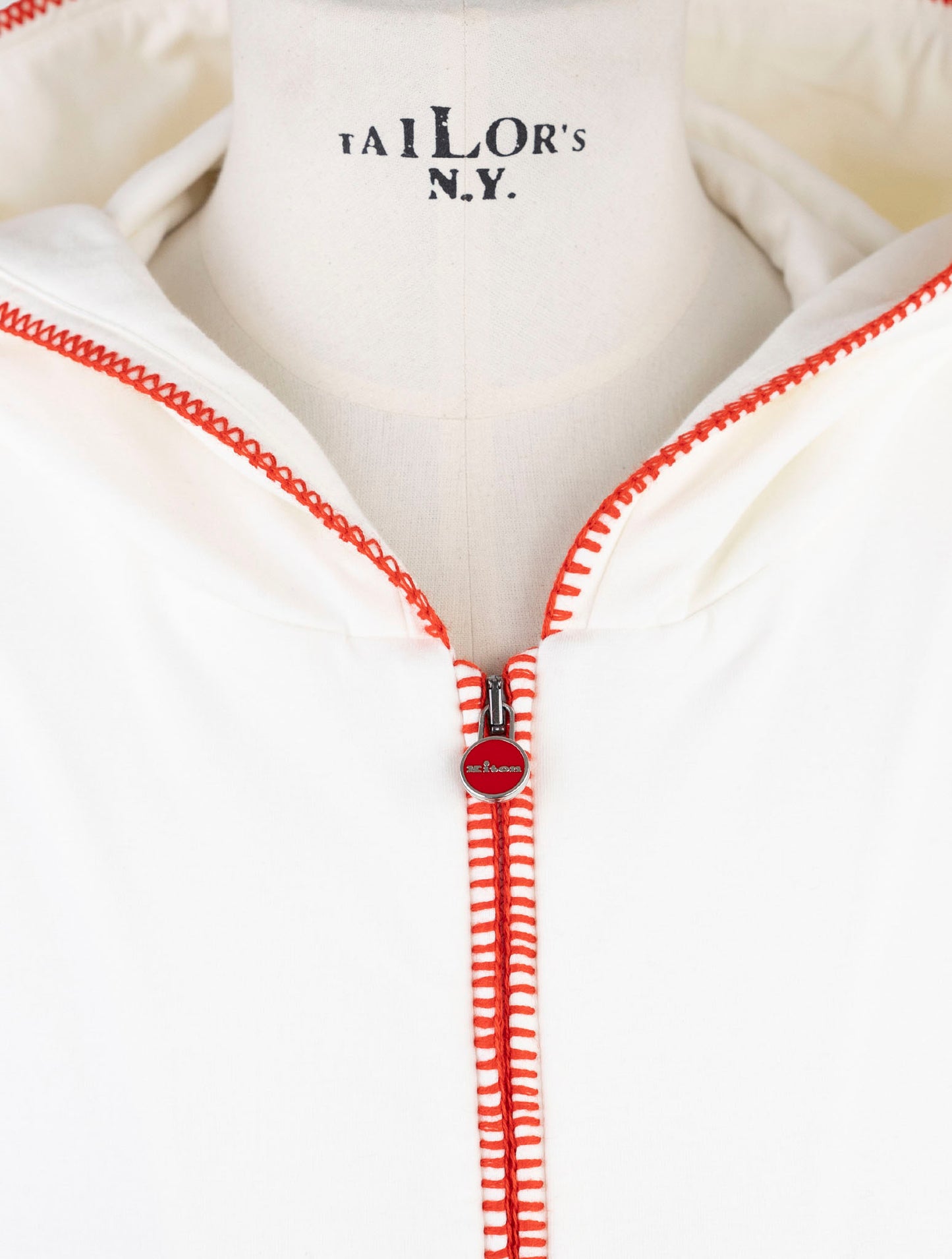 Kiton White Cotton Ea Sweater Full Zip