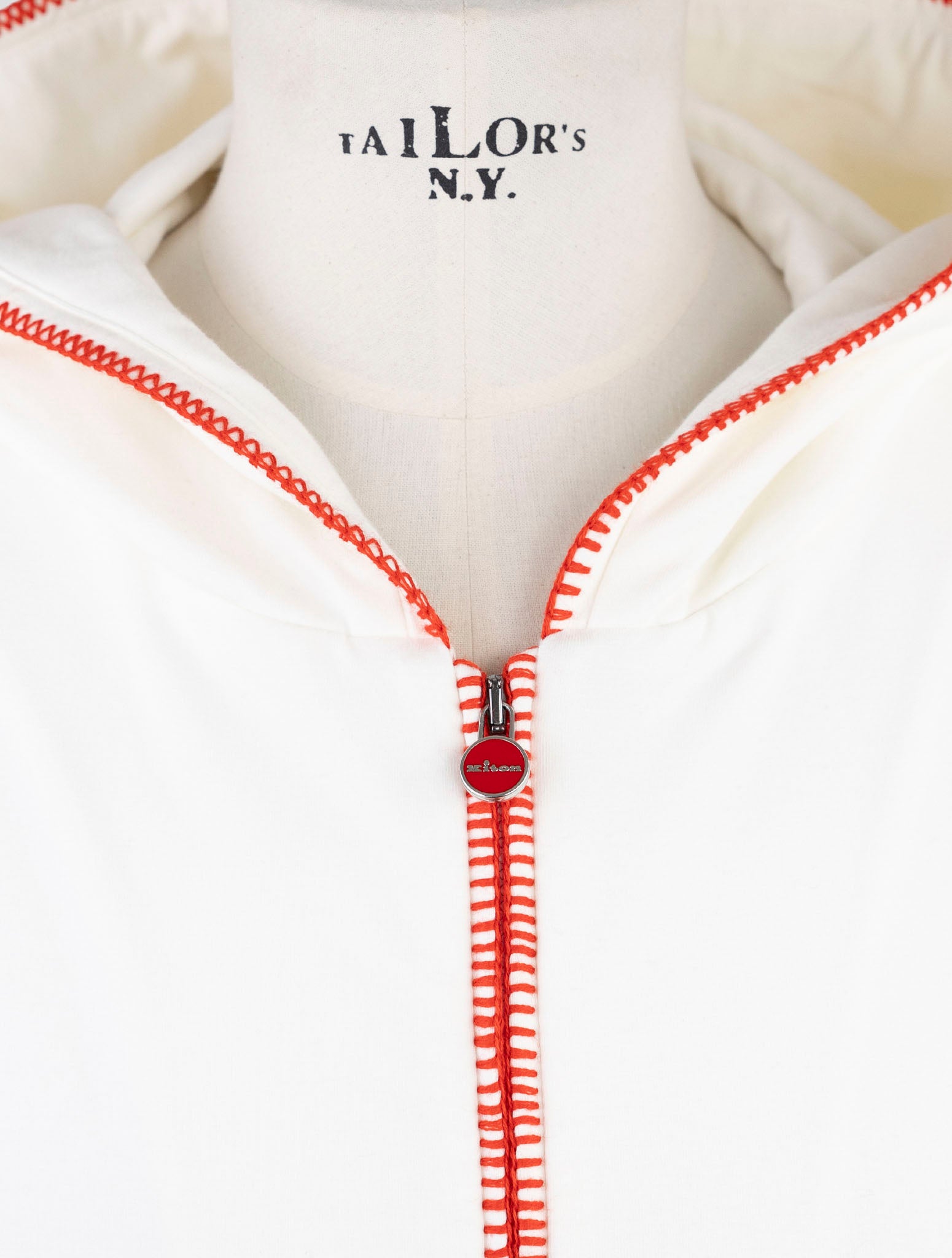 Kiton White Cotton Ea Sweater Full Zip