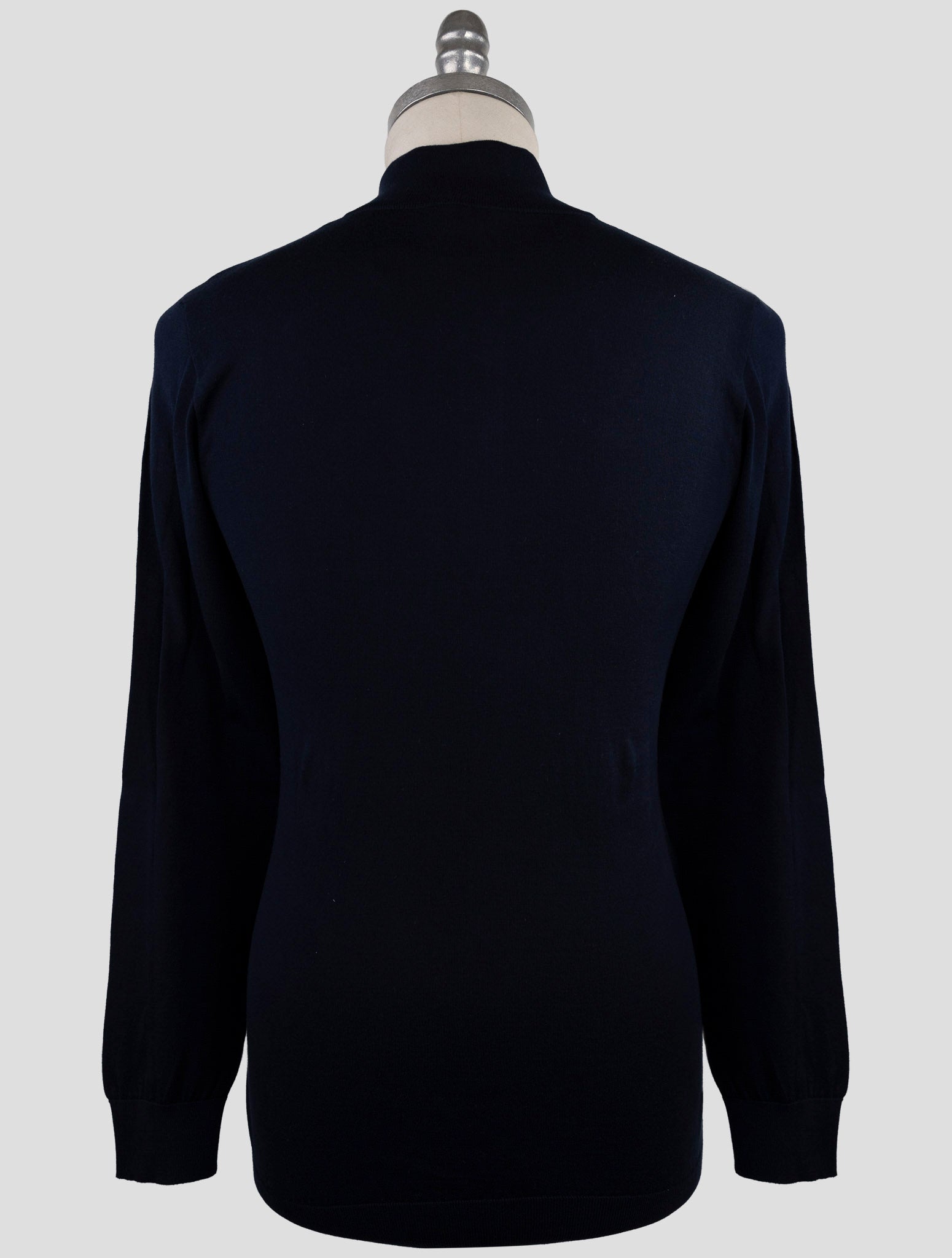 Kiton Blue Cotton Sweater Half Zip
