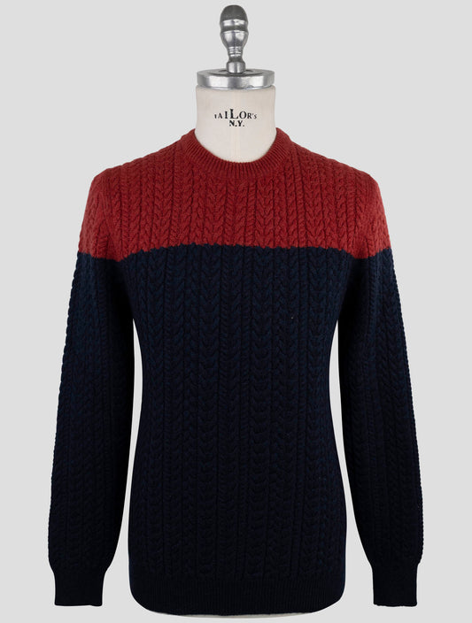 Kiton Red Blue Cashmere Sweater Crewneck