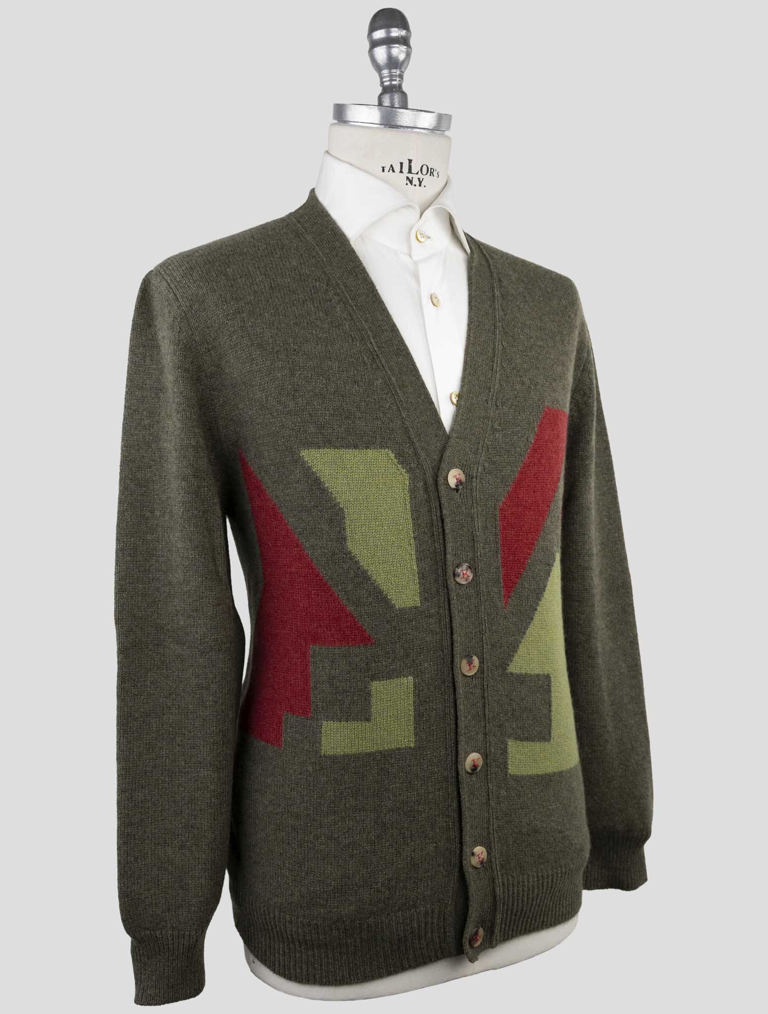 Kiton Green Cashmere Sweater Cardigan