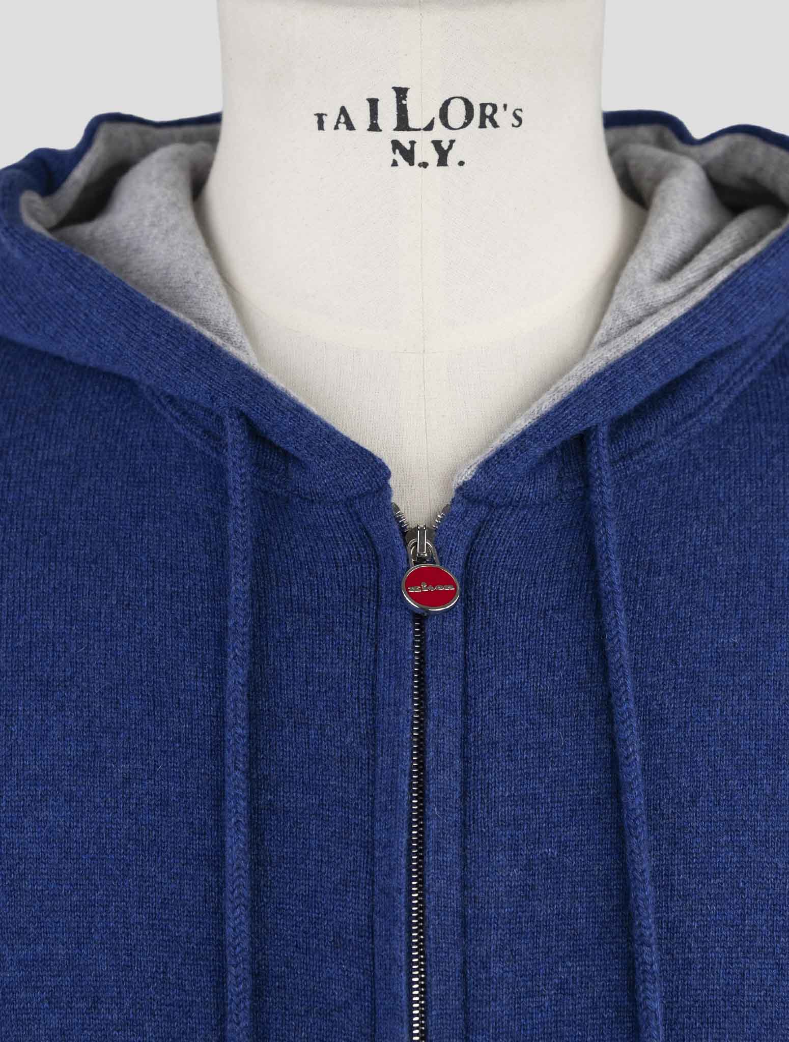 Kiton Blue Cashmere Sweater Full Zip