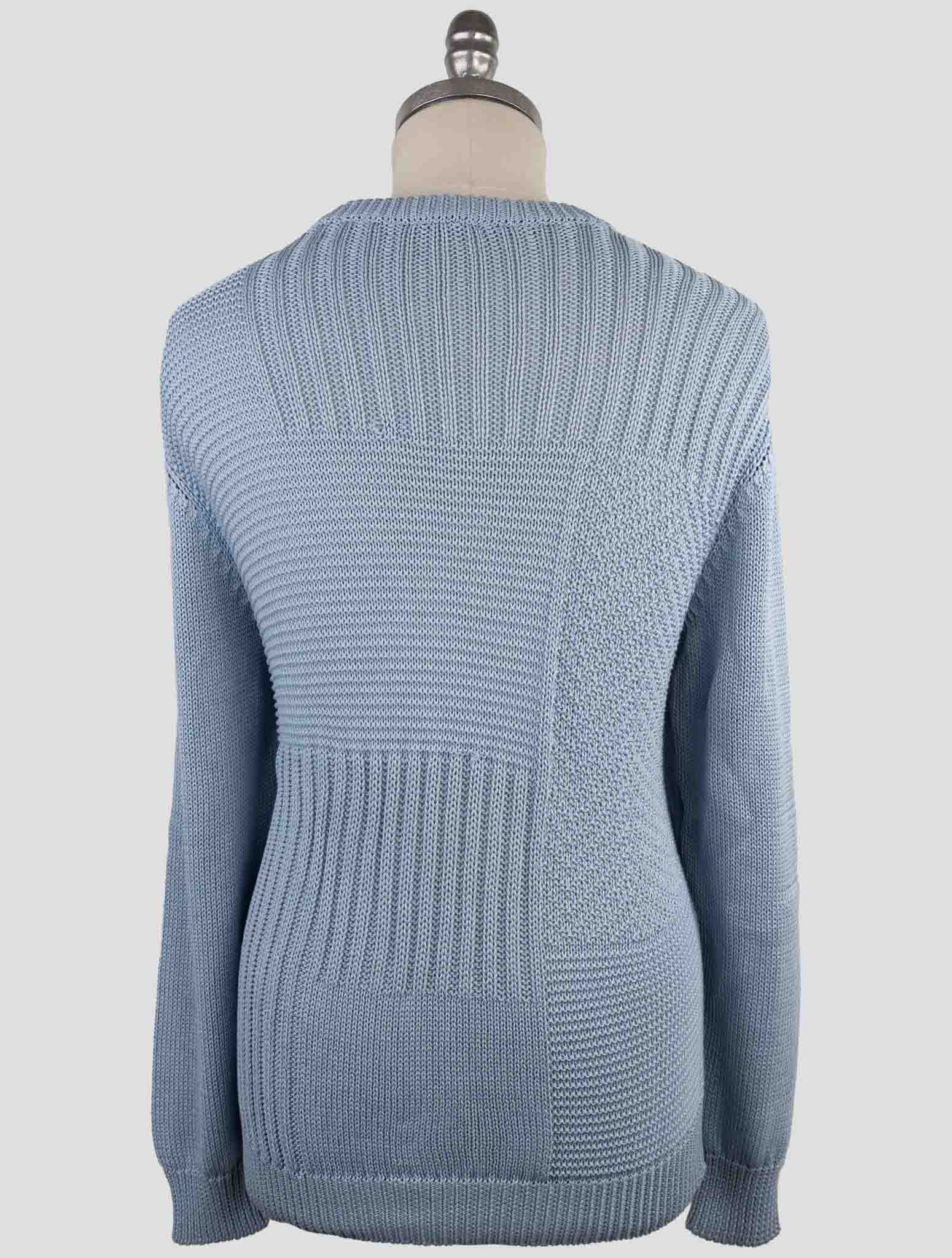Kiton Light Blue Cotton Sweater Crewneck