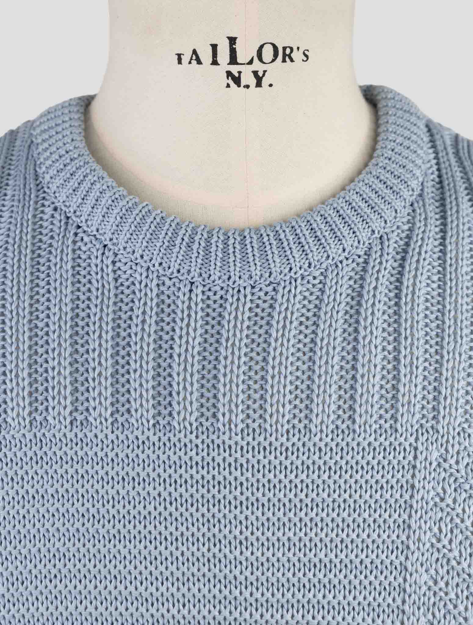 Kiton Light Blue Cotton Sweater Crewneck