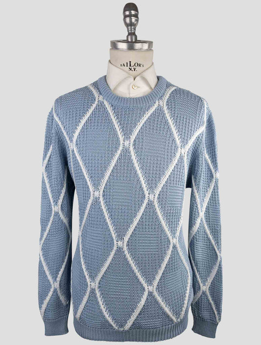 Kiton Light Blue Cotton Sweater Crewneck