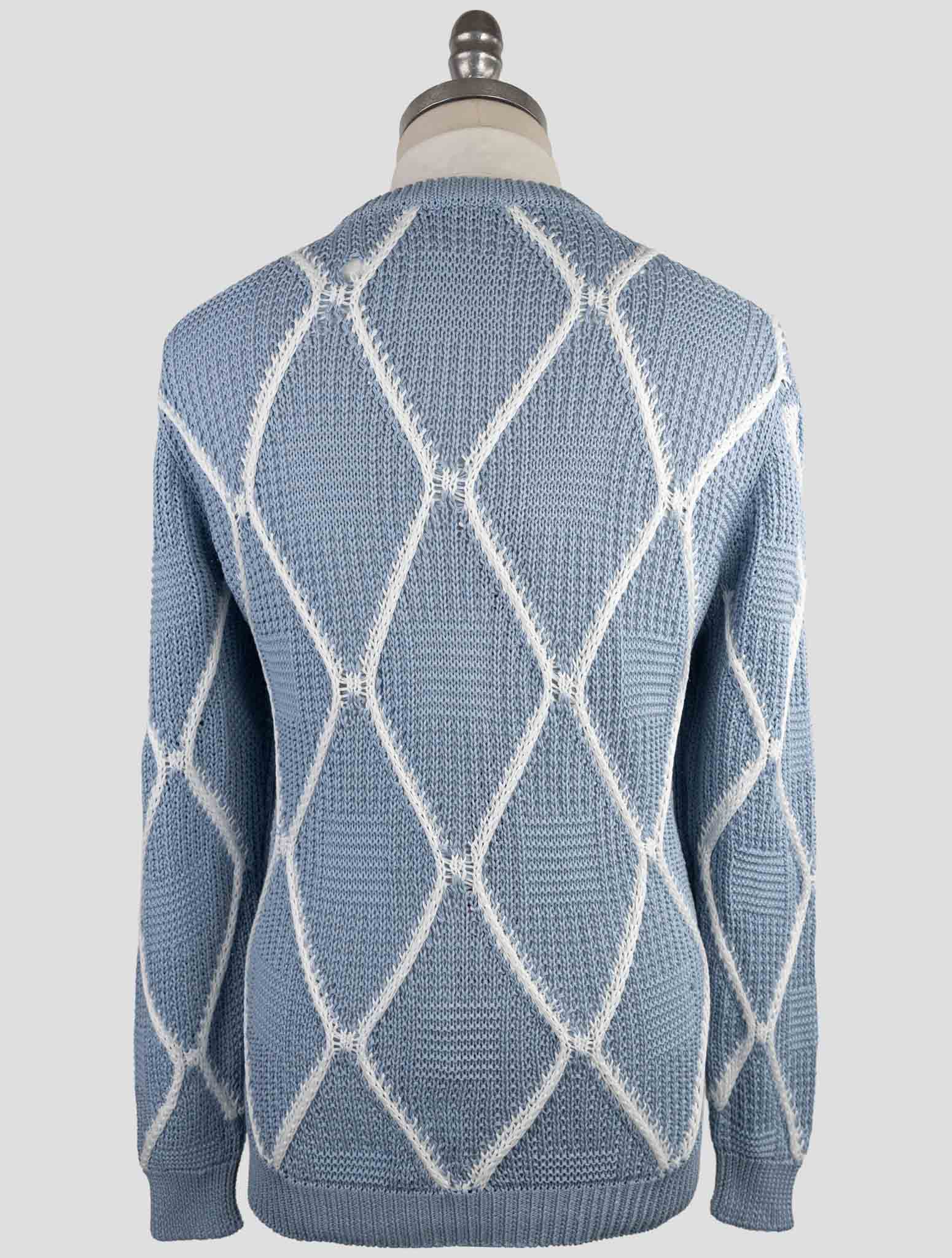 Kiton Light Blue Cotton Sweater Crewneck