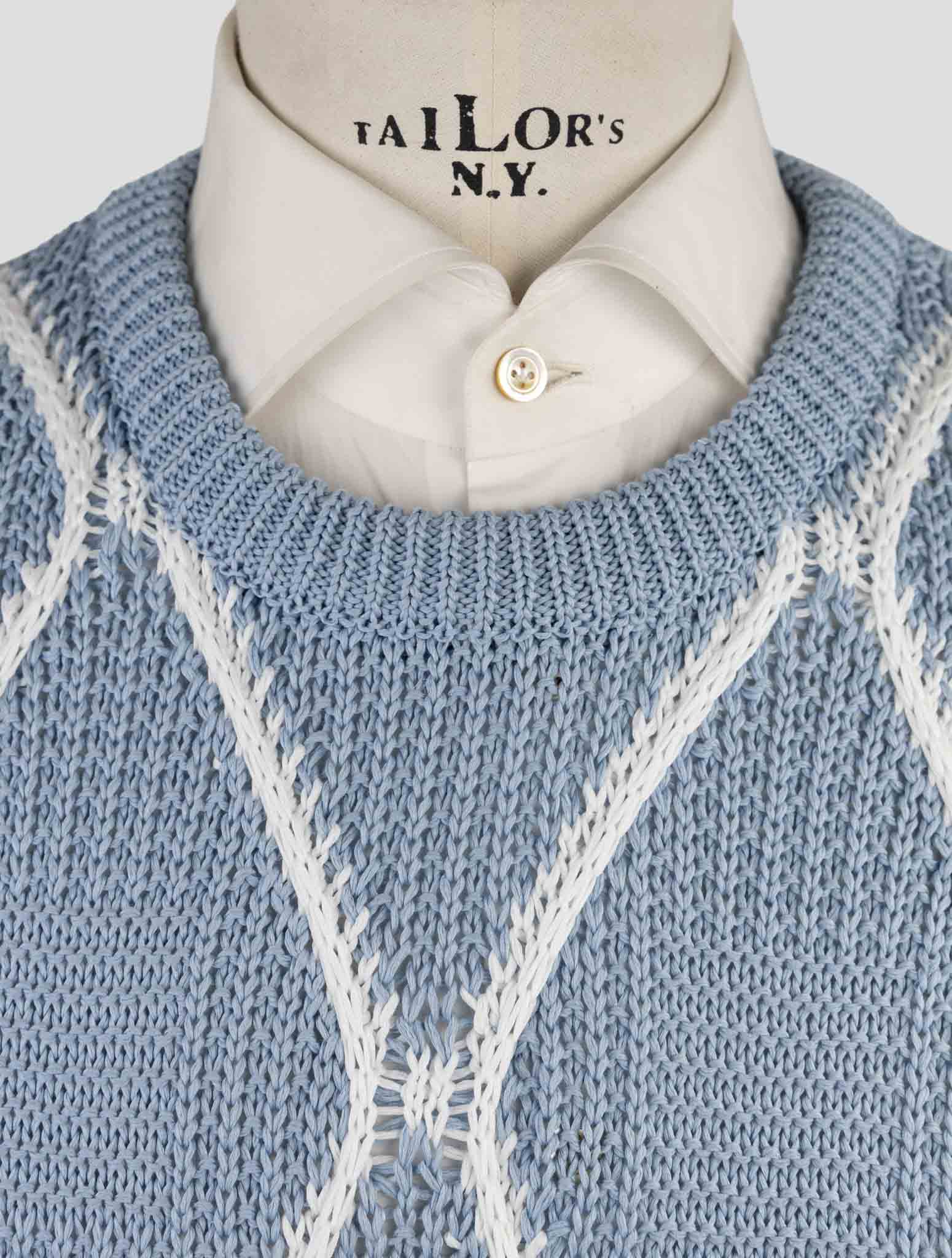 Kiton Light Blue Cotton Sweater Crewneck