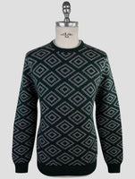 Kiton Green White Cashmere Sweater Crewneck