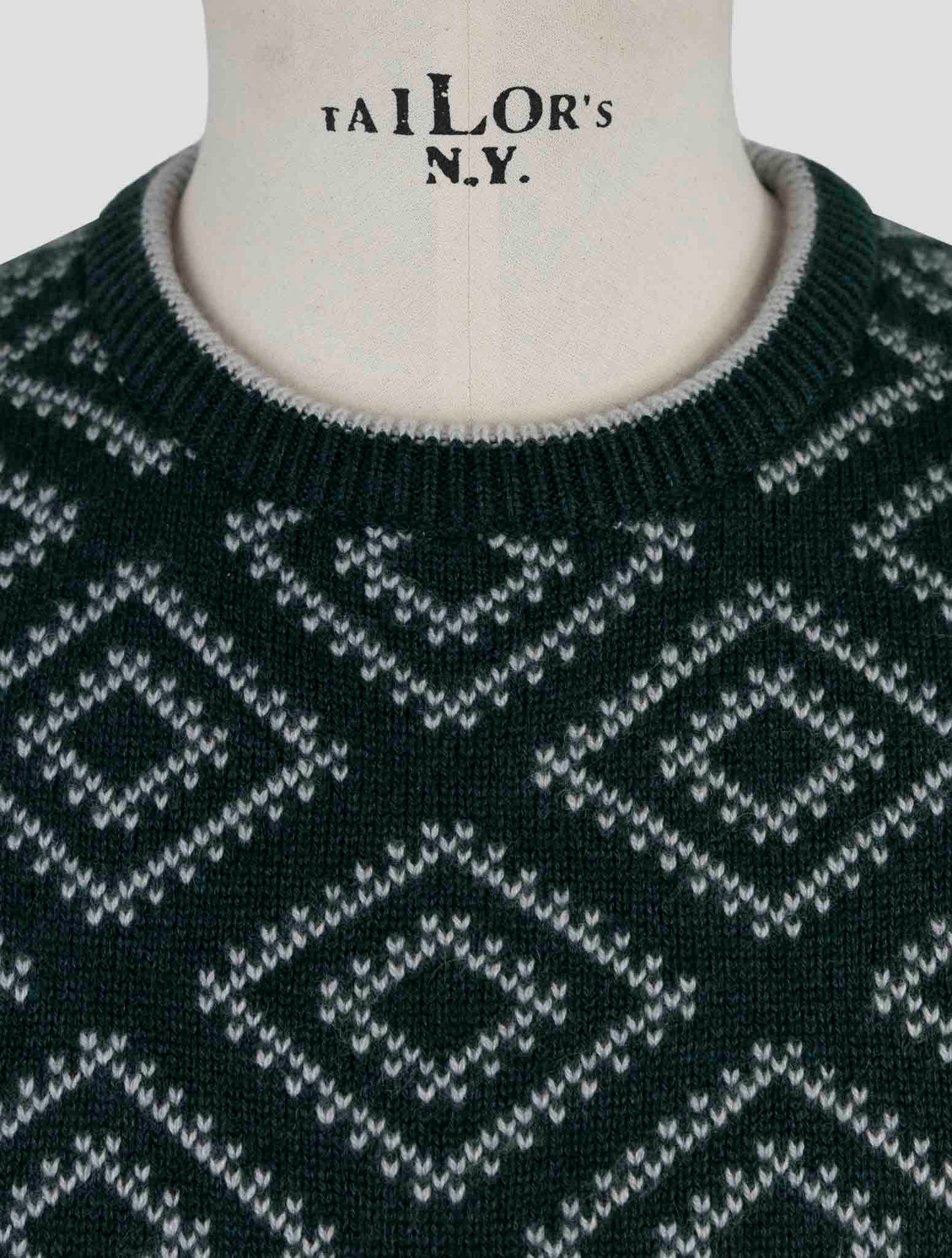 Kiton Green White Cashmere Sweater Crewneck