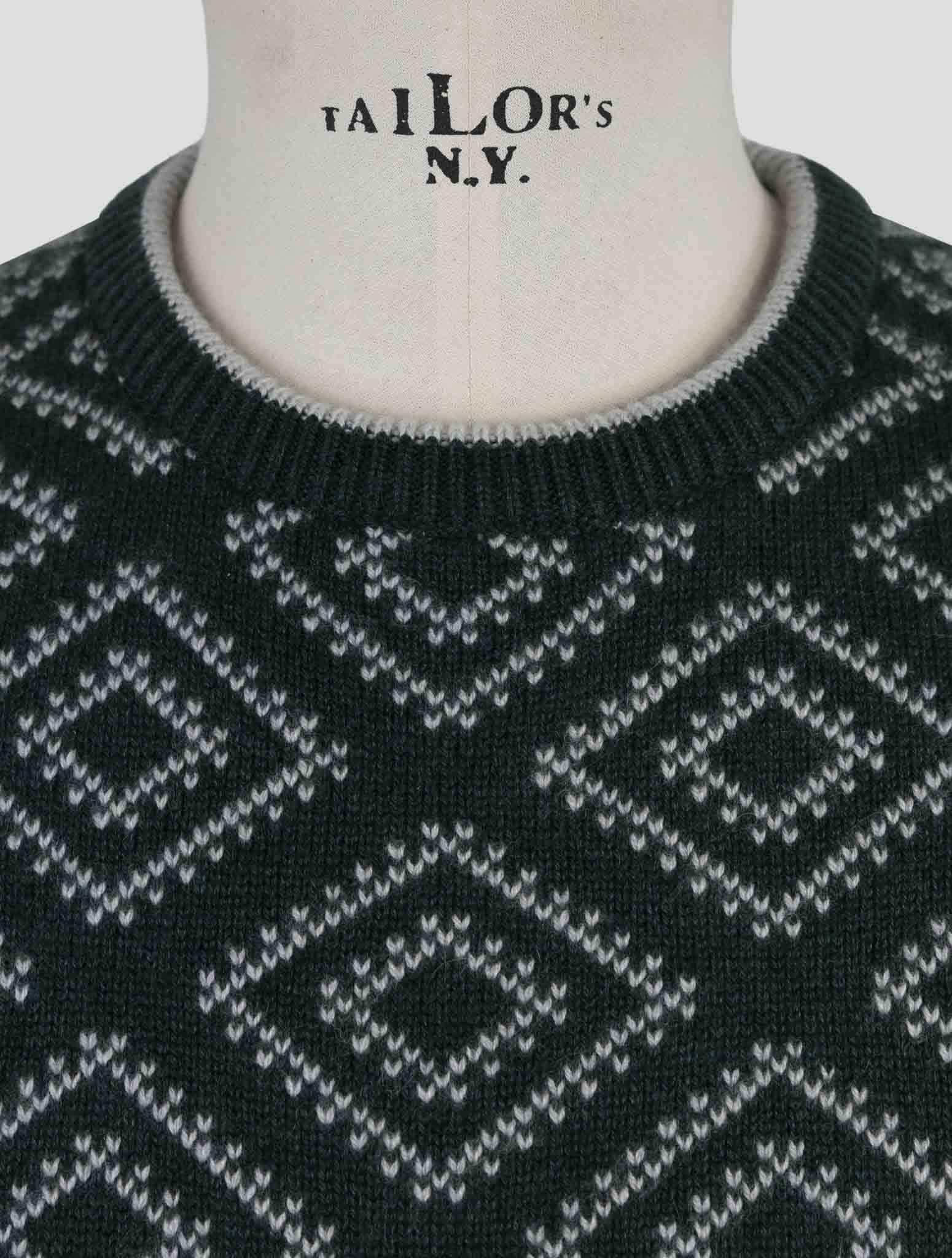 Kiton Green White Cashmere Sweater Crewneck