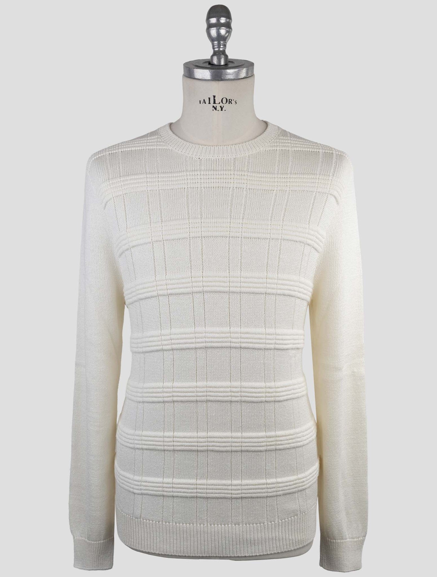 Kiton White Silk Cotton Sweater Crewneck