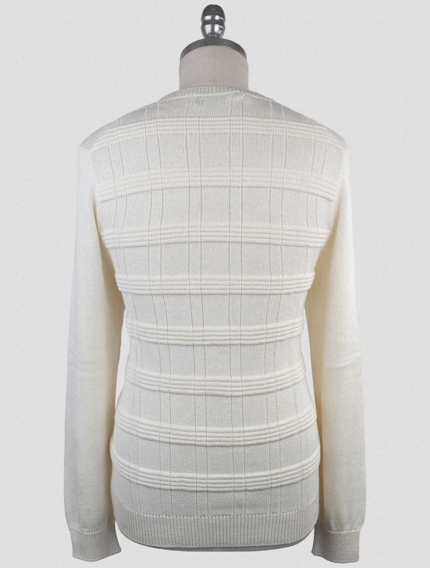 Kiton White Silk Cotton Sweater Crewneck