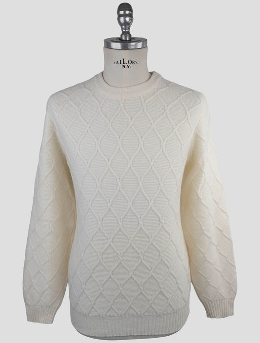 Kiton White Wool Sweater Crewneck