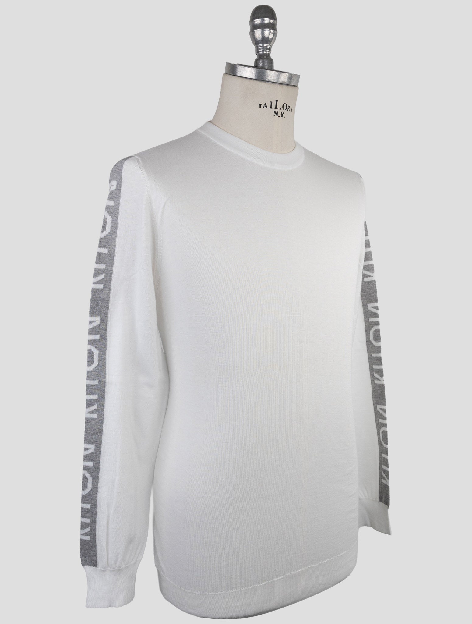 Kiton White Cotton Sweater Crewneck