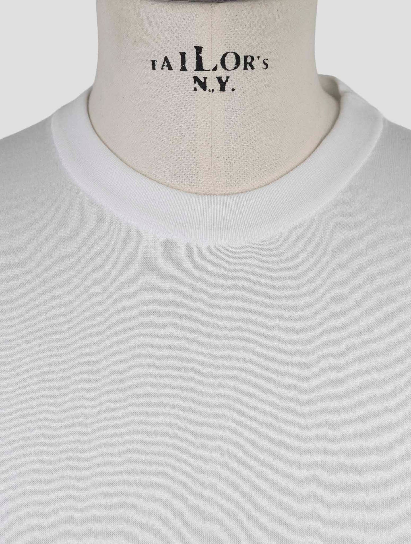 Kiton White Cotton Sweater Crewneck