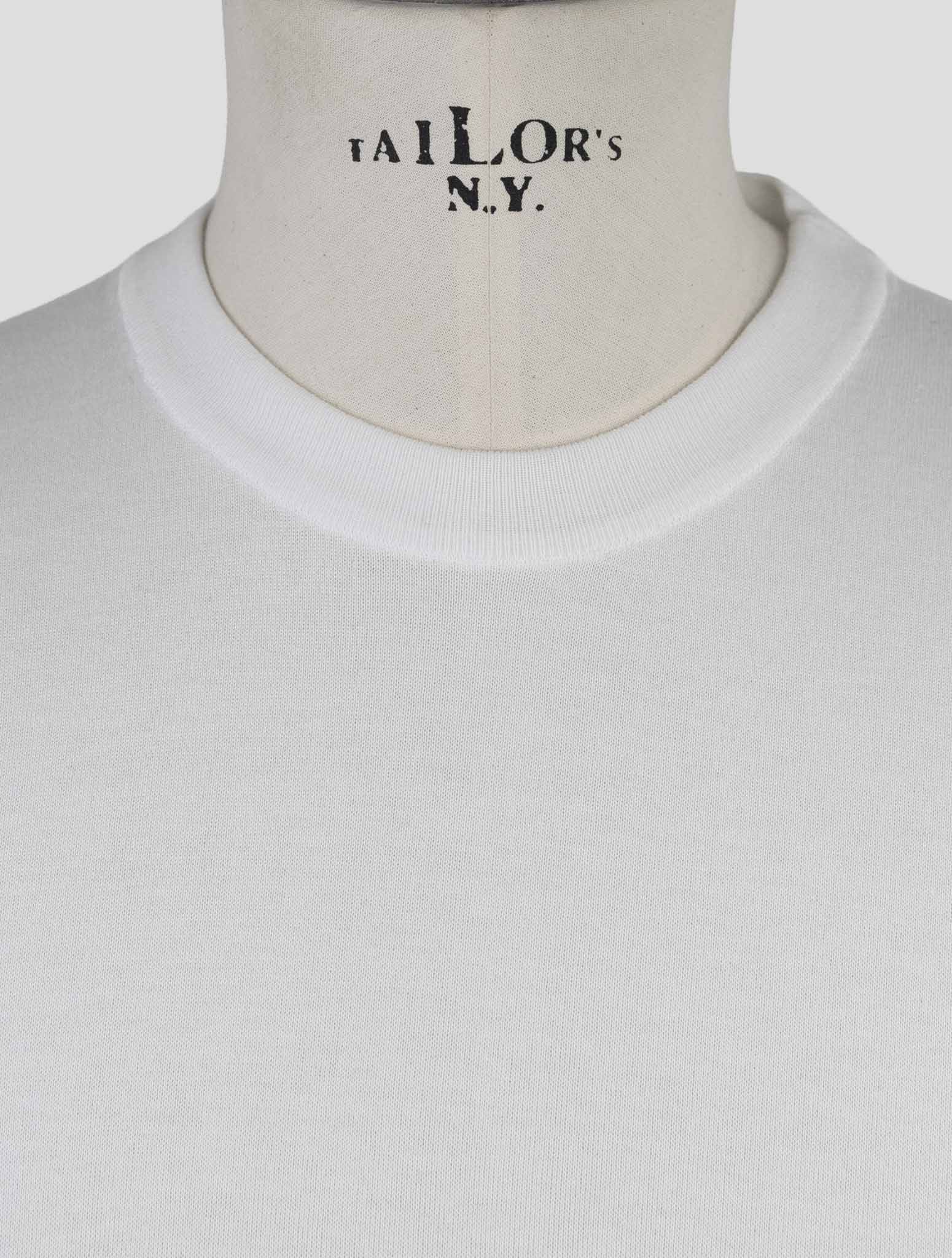 Kiton White Cotton Sweater Crewneck